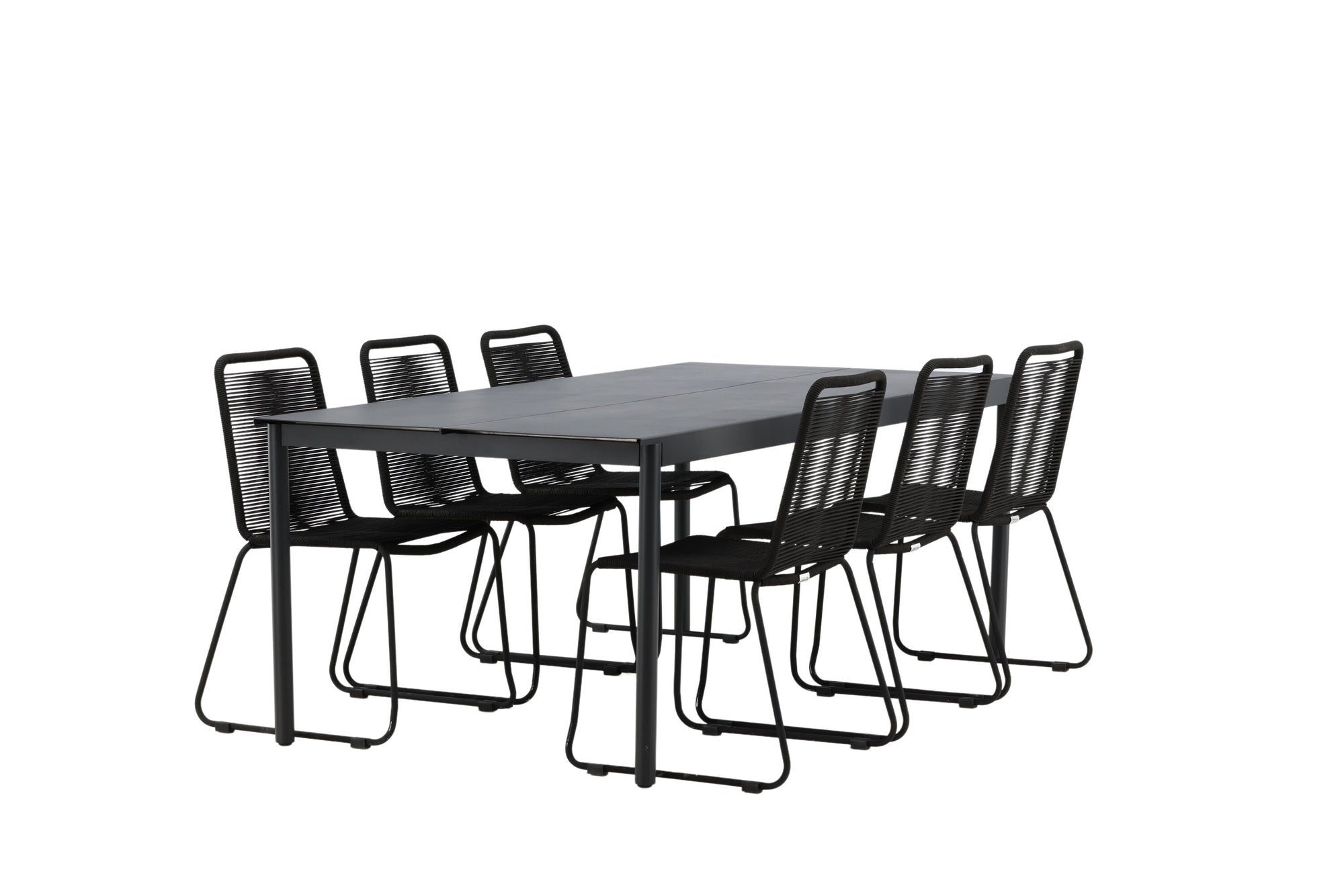 Venture Home Modena - spisebord- Black - Aluminium - 200*100cm +Lindos Stacking stol - Black Alu / Black Rope _6