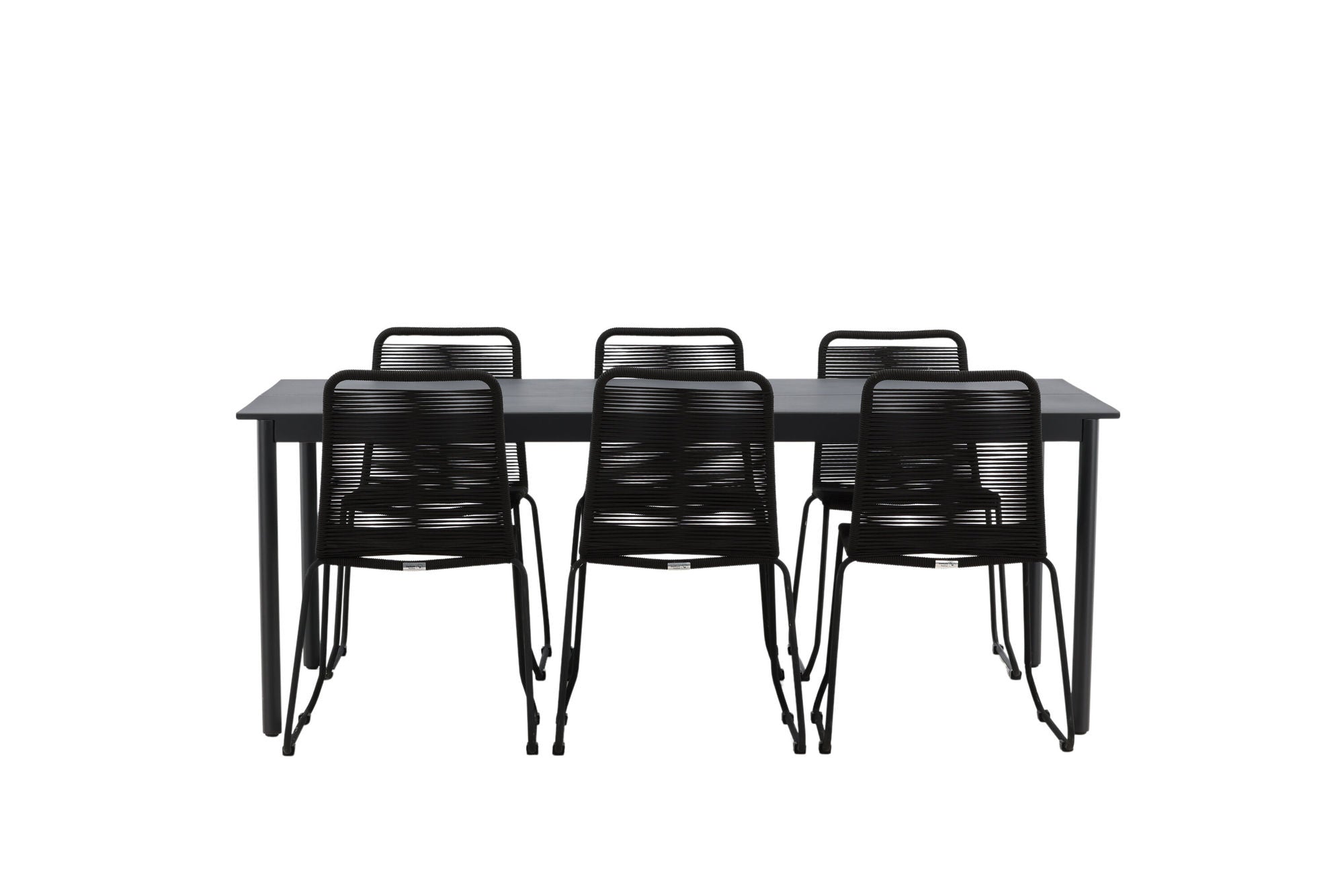 Venture Home Modena - spisebord- Black - Aluminium - 200*100cm +Lindos Stacking stol - Black Alu / Black Rope _6