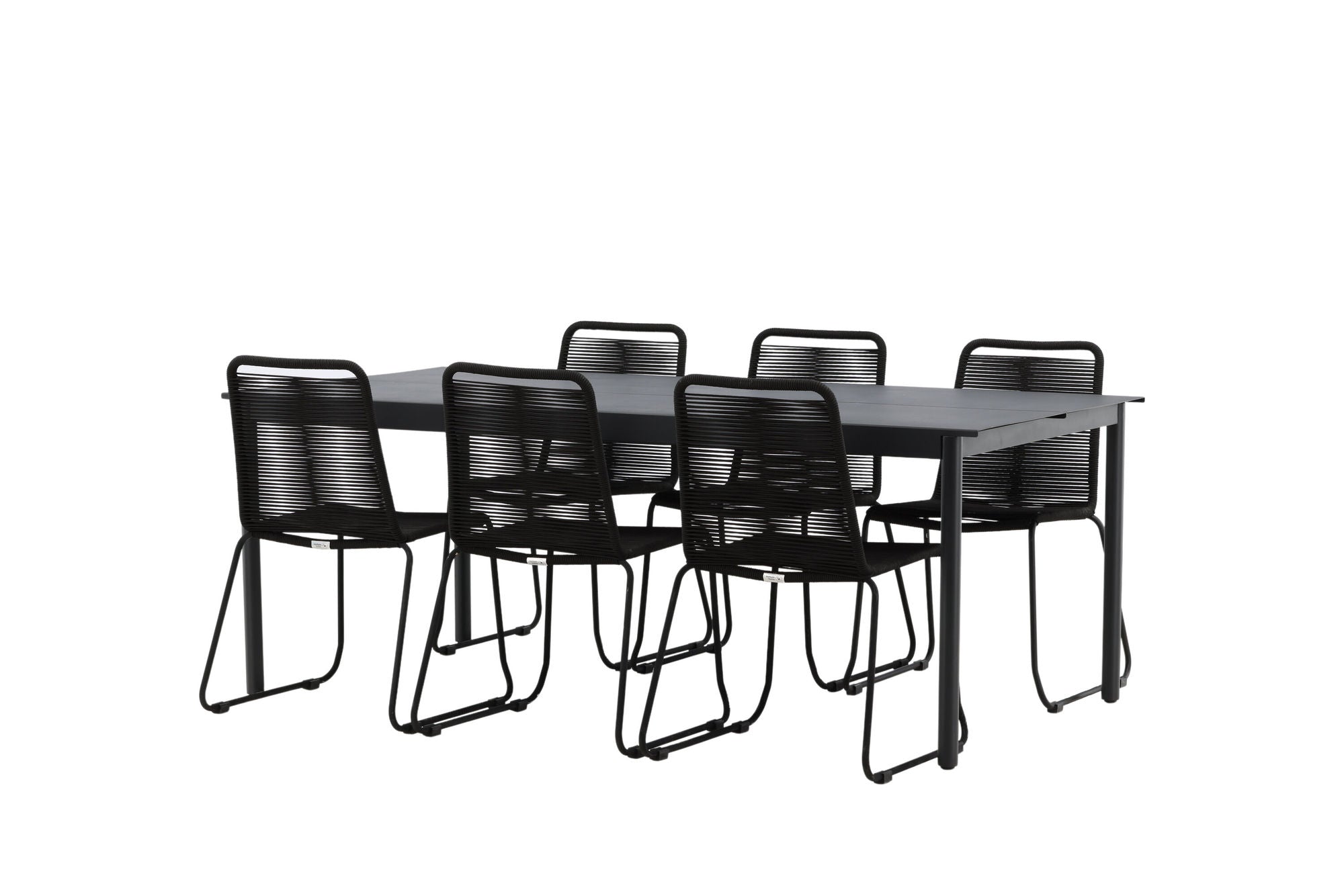 Venture Home Modena - spisebord- Black - Aluminium - 200*100cm +Lindos Stacking stol - Black Alu / Black Rope _6