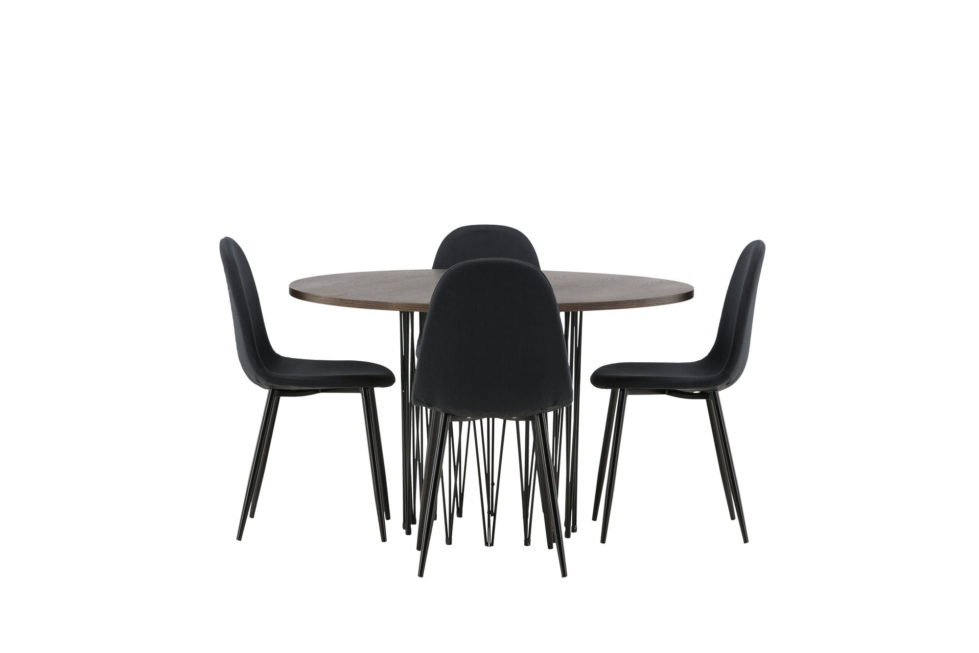 Venture Home Stone round spisebord - Black / Mocca Veneer +Polar Spisebordsstol - Black Legs - Black Fabric _4