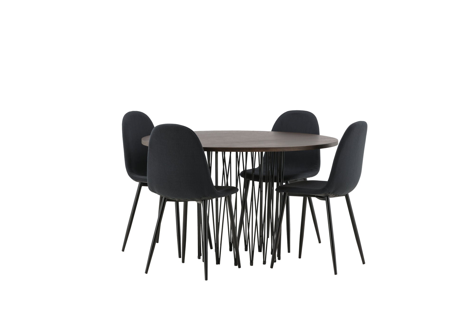Venture Home Stone round spisebord - Black / Mocca Veneer +Polar Spisebordsstol - Black Legs - Black Fabric _4