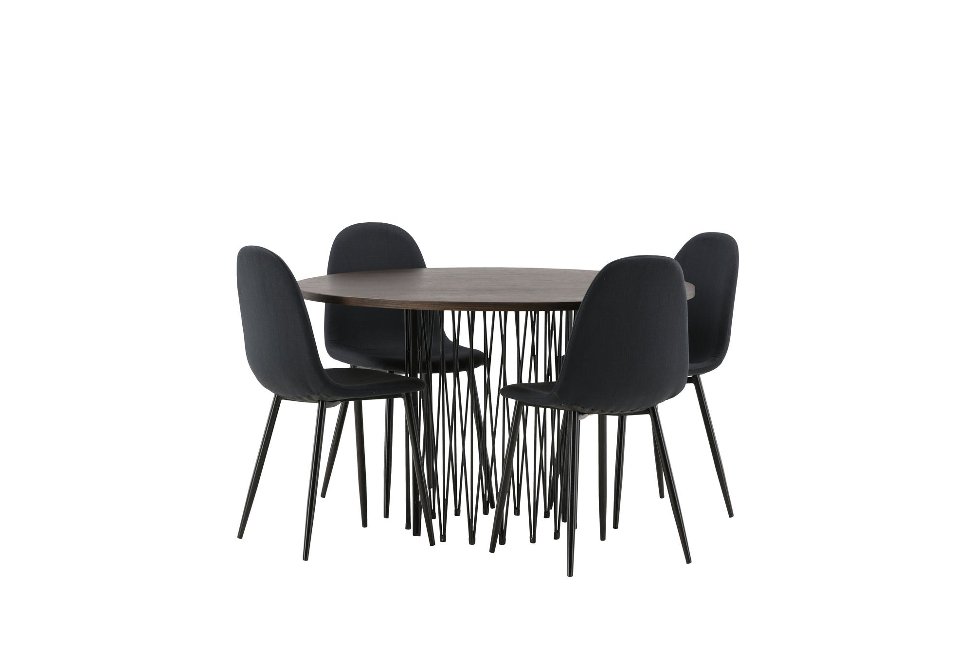 Venture Home Stone round spisebord - Black / Mocca Veneer +Polar Spisebordsstol - Black Legs - Black Fabric _4