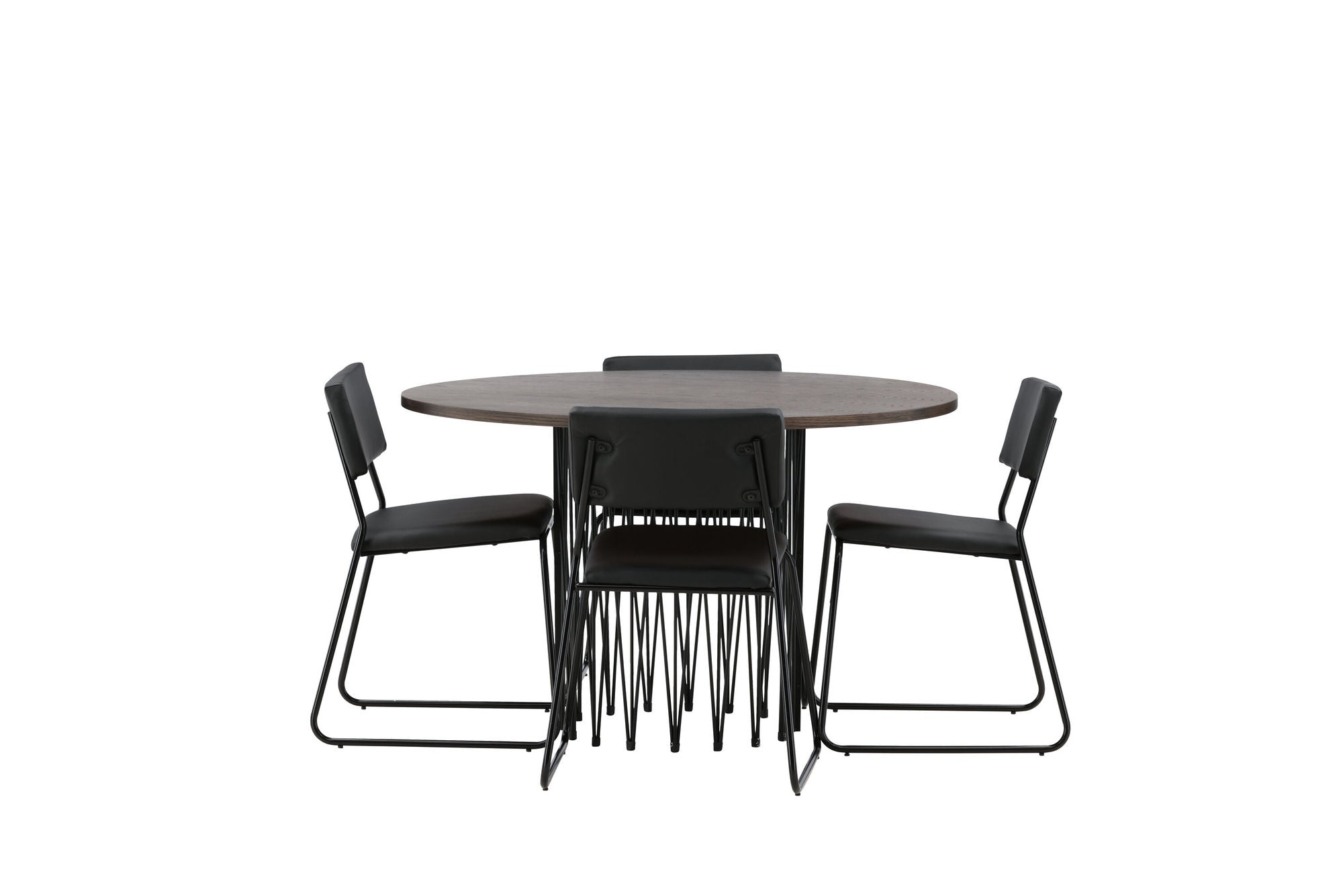 Venture Home Stone round spisebord - Black / Mocca Veneer +Kenth stol - Black / Black PU _4