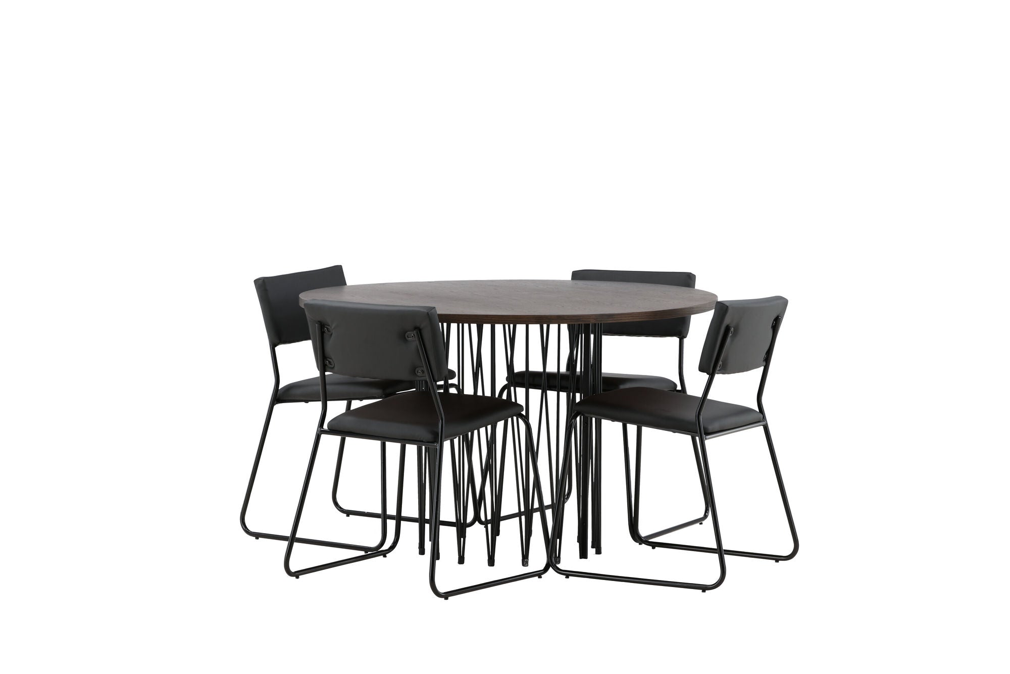 Venture Home Stone round spisebord - Black / Mocca Veneer +Kenth stol - Black / Black PU _4