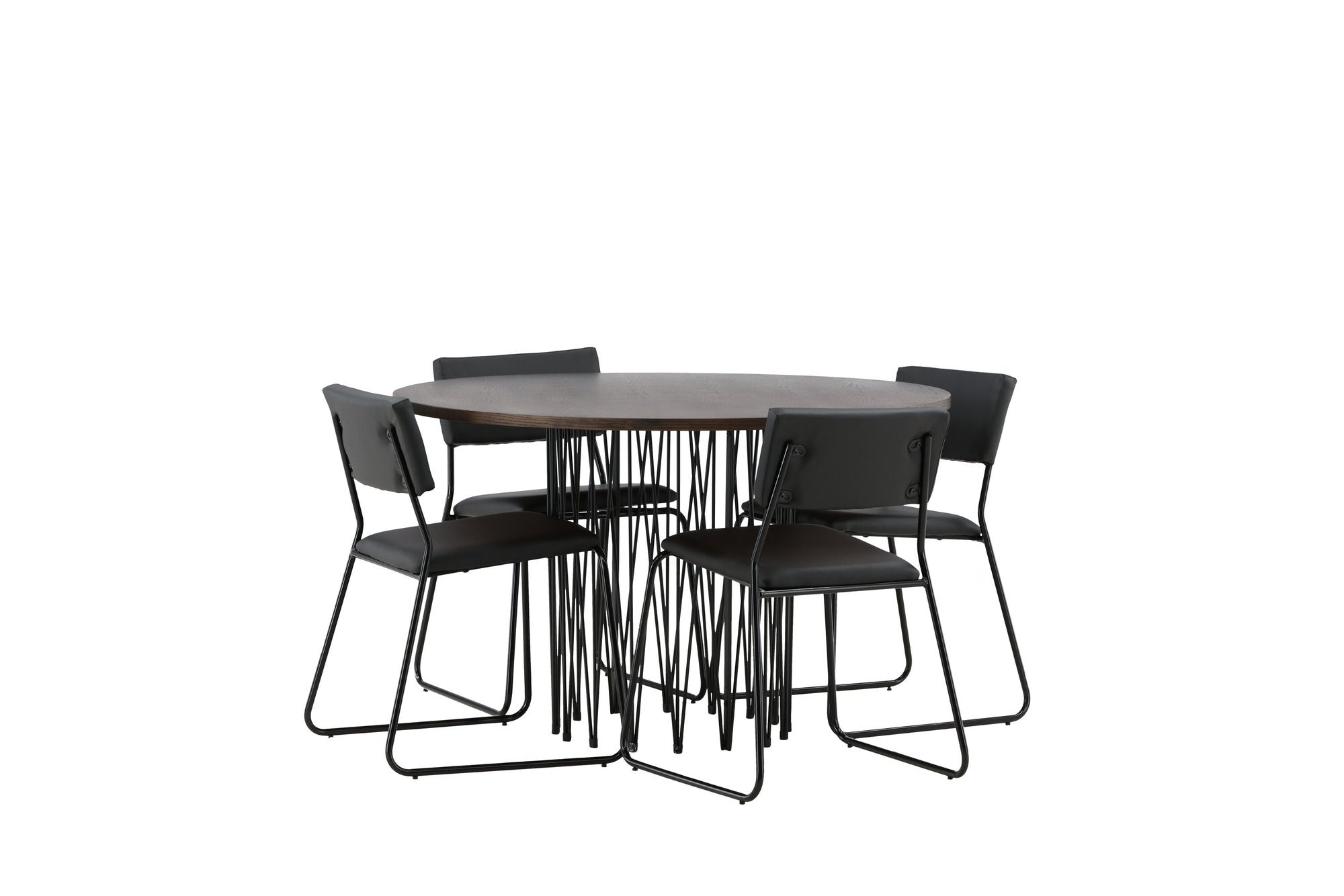 Venture Home Stone round spisebord - Black / Mocca Veneer +Kenth stol - Black / Black PU _4