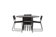 Venture Home Stone round spisebord - Black / Mocca Veneer +Kenth stol - Black / Black PU _4