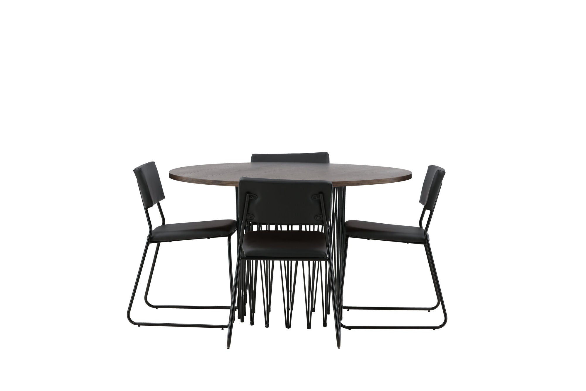 Venture Home Stone round spisebord - Black / Mocca Veneer +Kenth stol - Black / Black PU _4