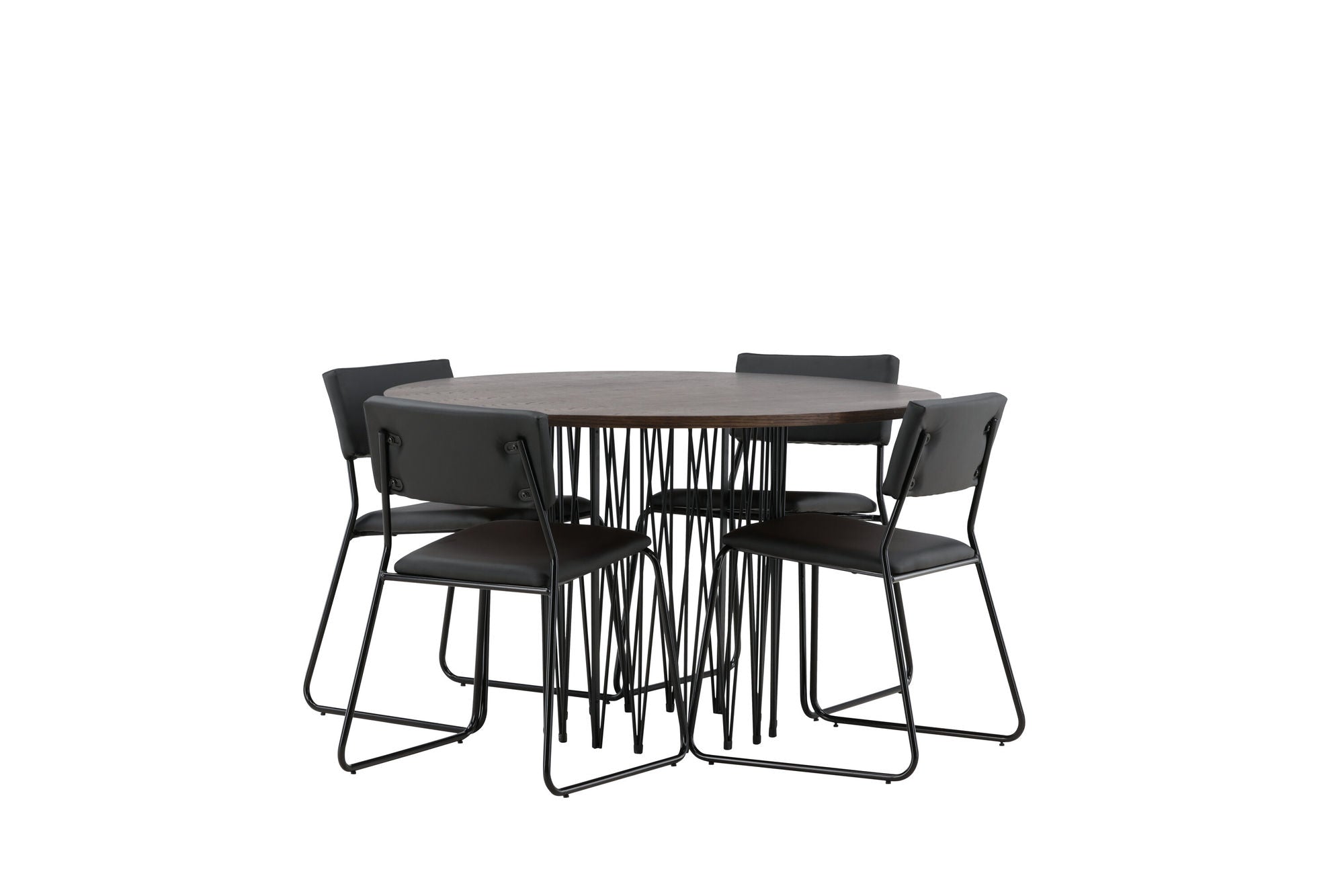Venture Home Stone round spisebord - Black / Mocca Veneer +Kenth stol - Black / Black PU _4
