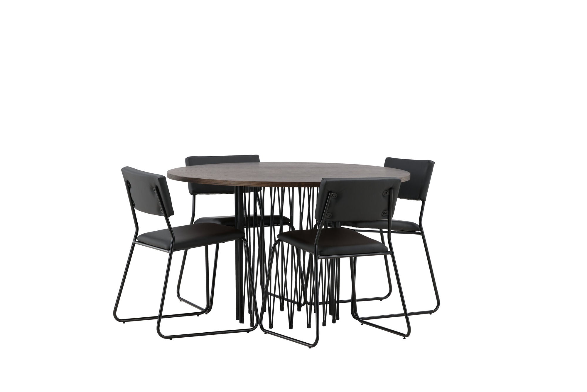 Venture Home Stone round spisebord - Black / Mocca Veneer +Kenth stol - Black / Black PU _4