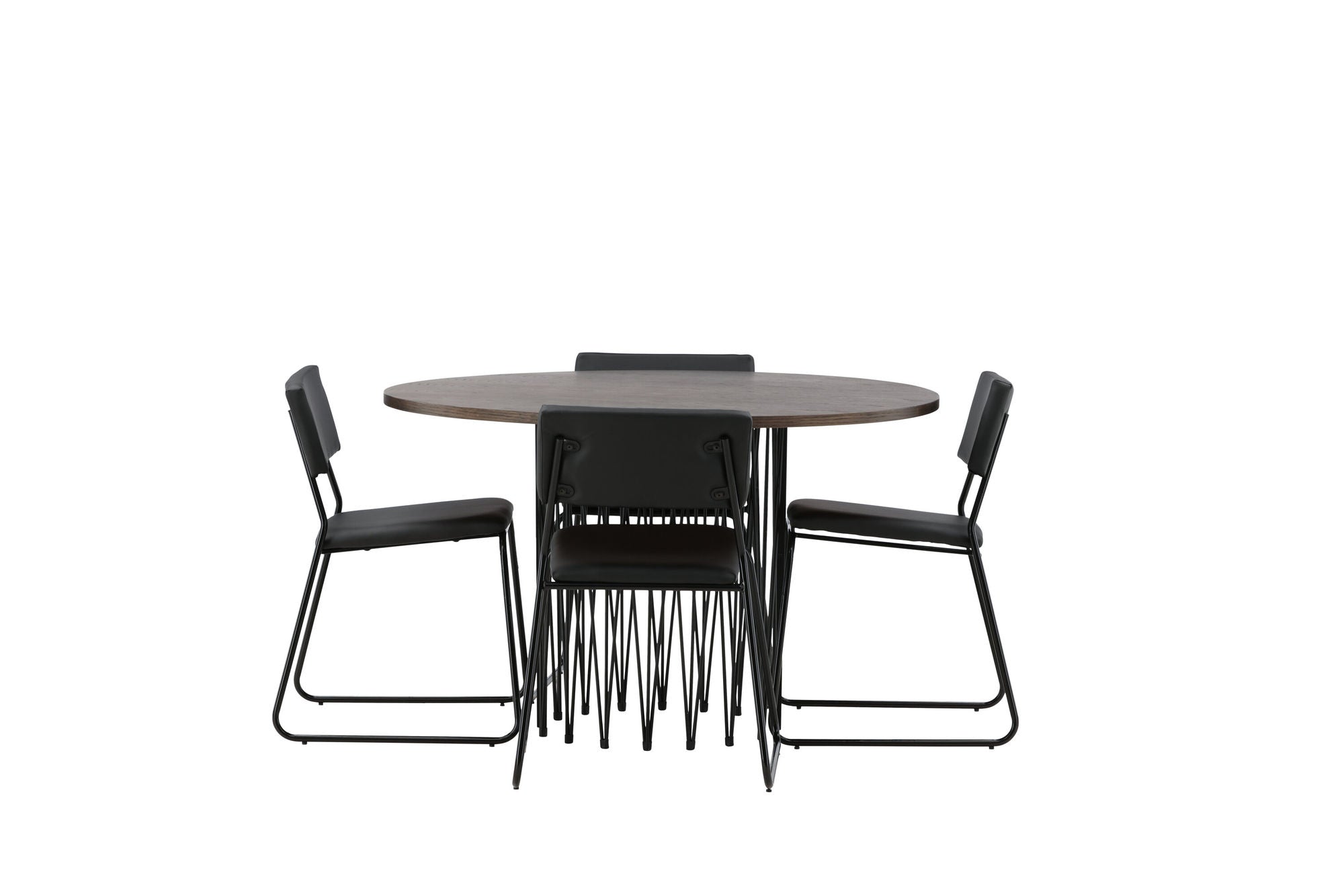 Venture Home Stone round spisebord - Black / Mocca Veneer +Kenth stol - Black / Black PU _4