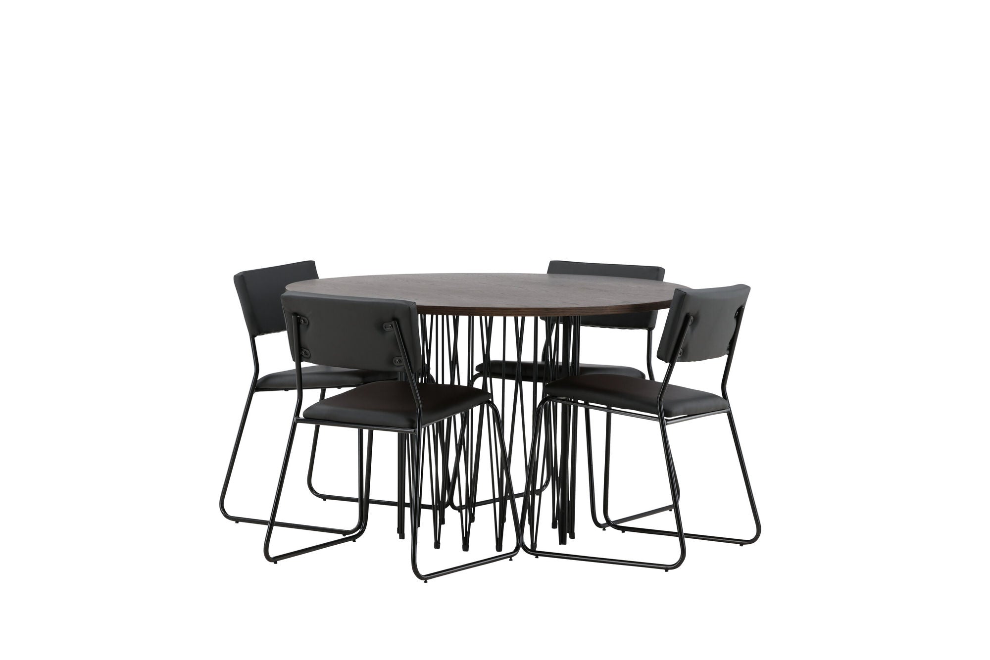 Venture Home Stone round spisebord - Black / Mocca Veneer +Kenth stol - Black / Black PU _4
