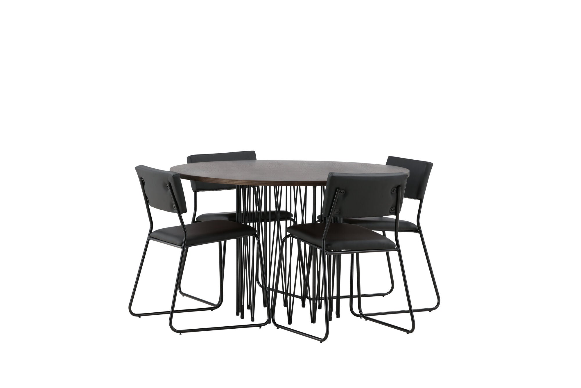 Venture Home Stone round spisebord - Black / Mocca Veneer +Kenth stol - Black / Black PU _4