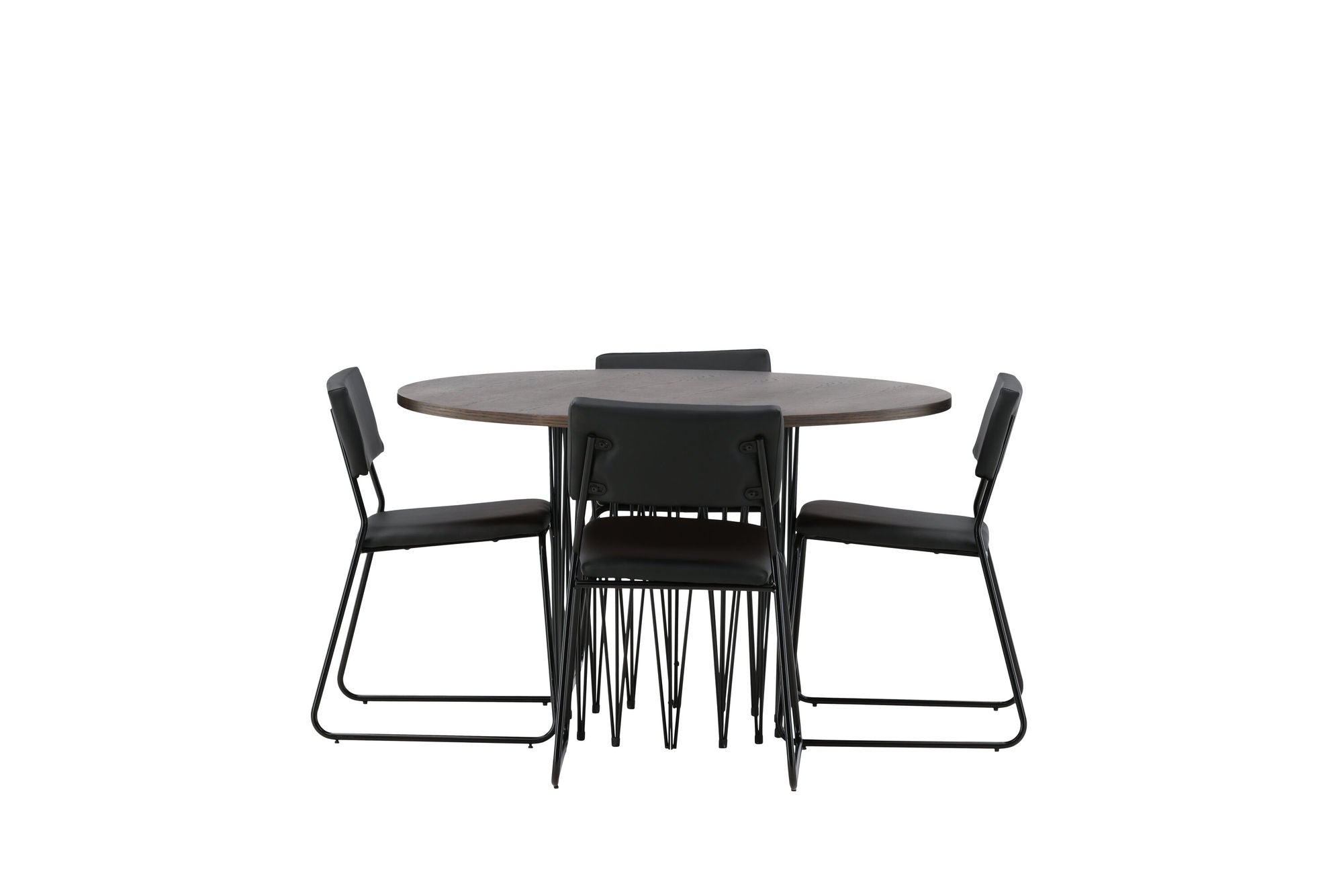 Venture Home Stone round spisebord - Black / Mocca Veneer +Kenth stol - Black / Black PU _4