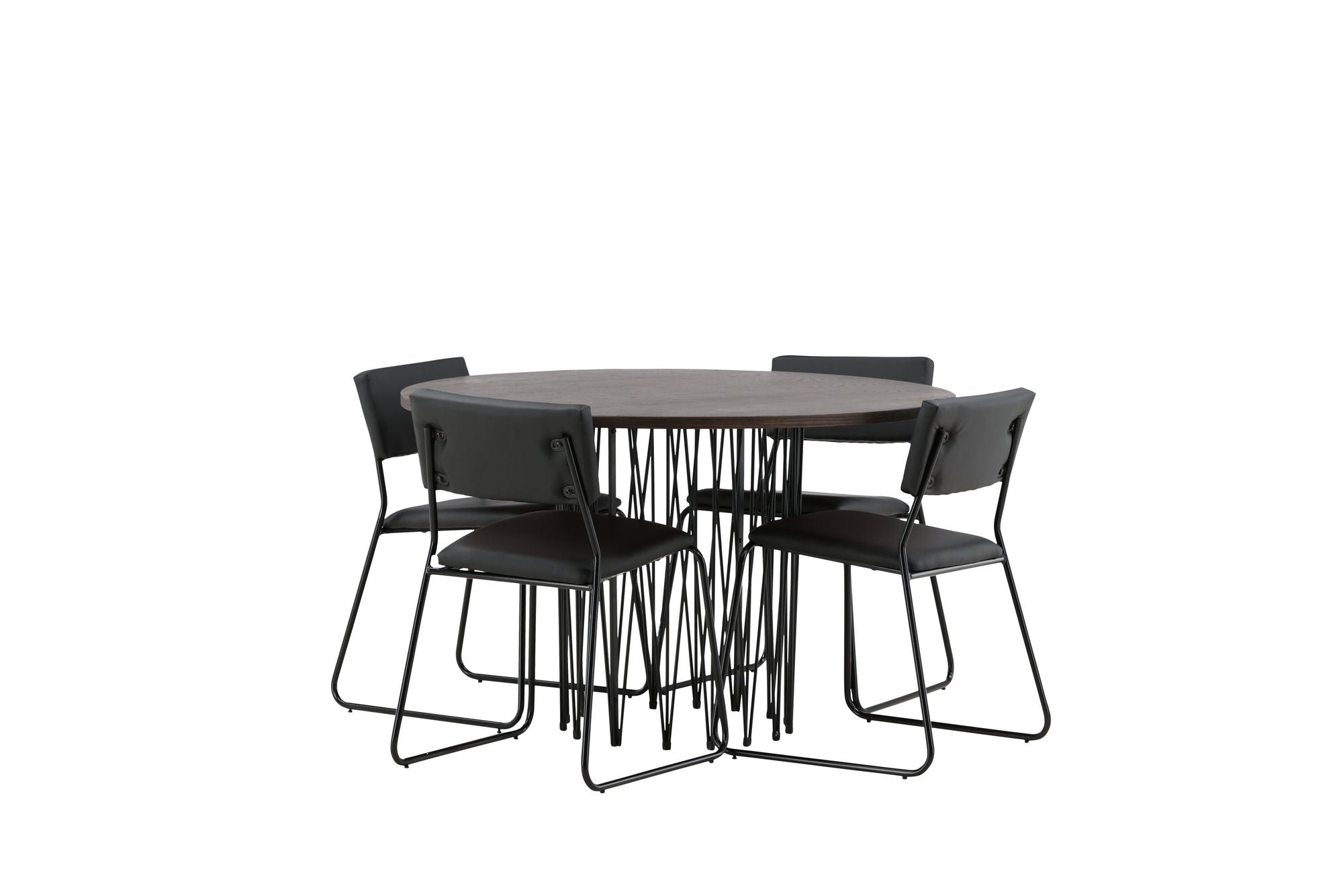 Venture Home Stone round spisebord - Black / Mocca Veneer +Kenth stol - Black / Black PU _4