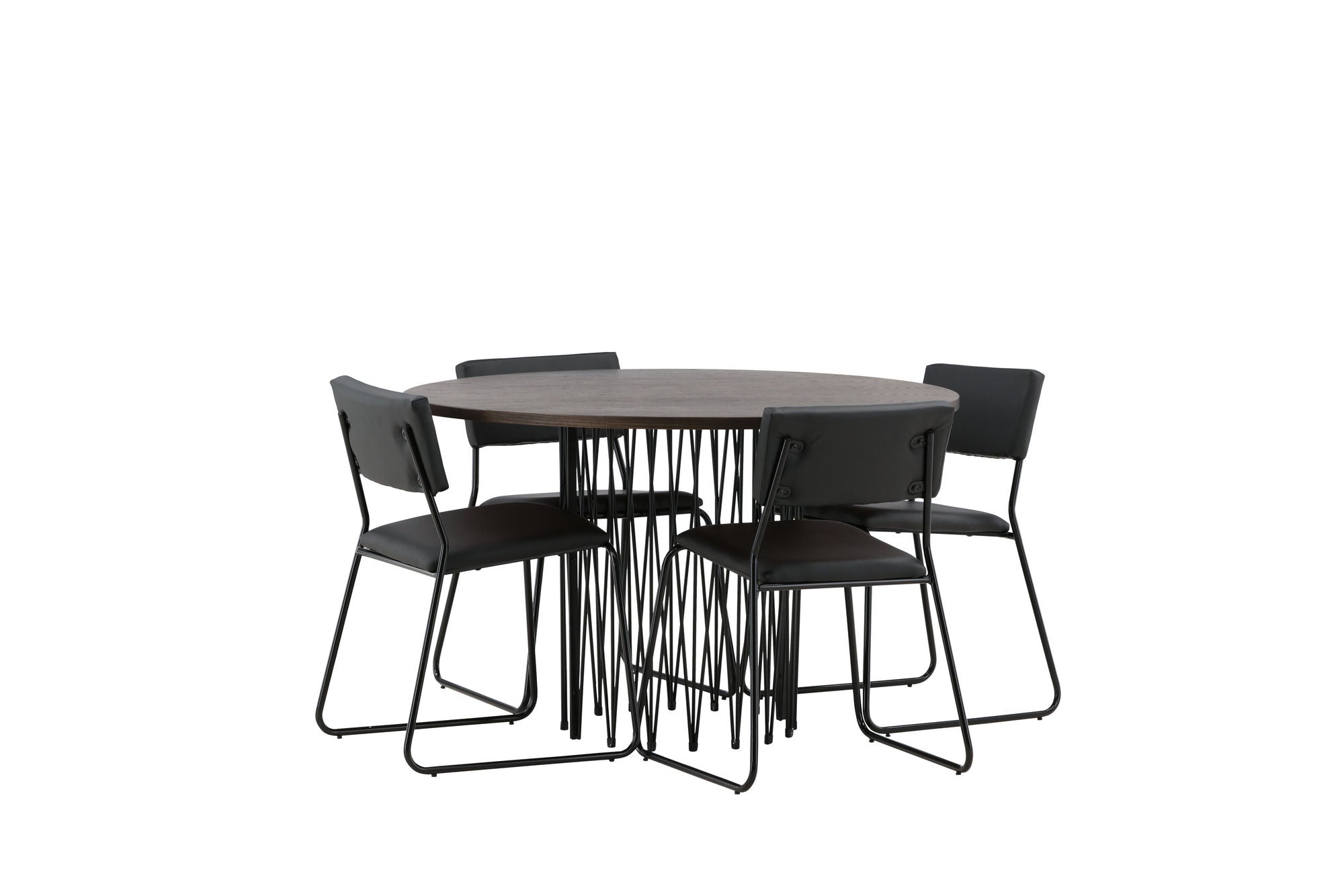 Venture Home Stone round spisebord - Black / Mocca Veneer +Kenth stol - Black / Black PU _4