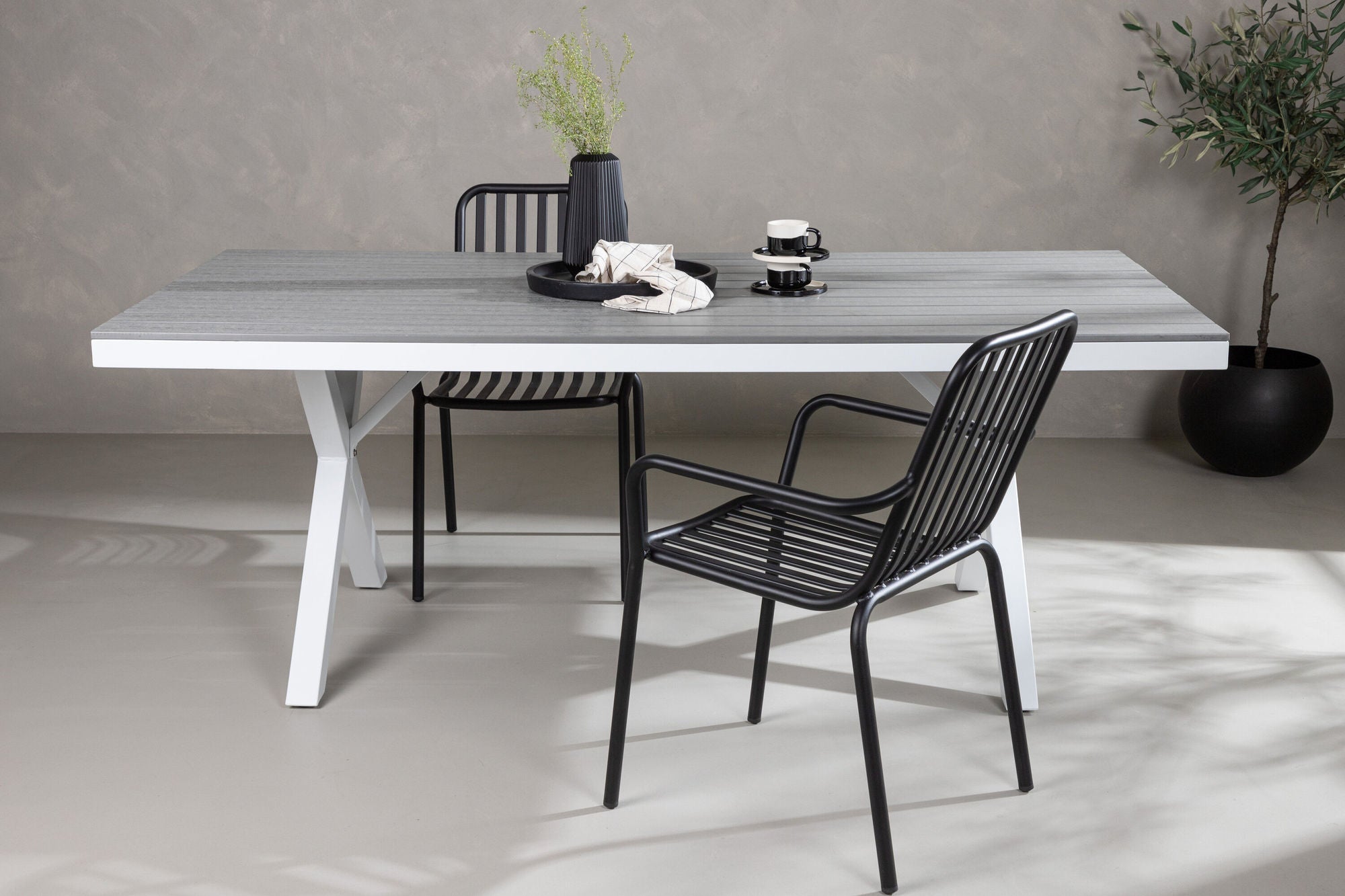 Venture Home Garcia Diningbord Alumnium - White / Light Grey Aintwood / Rectangular 100*200*