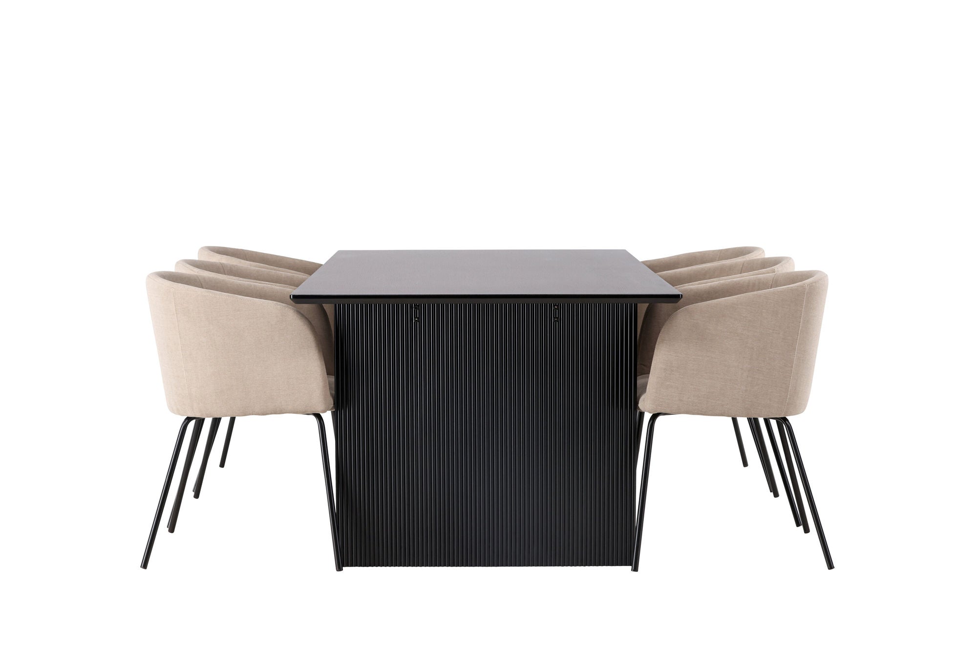 Venture Home Vail spisebord - Black / Smoked Black MDF +Berit stol - Black / Beige Fabric (Polyester linen ) _6