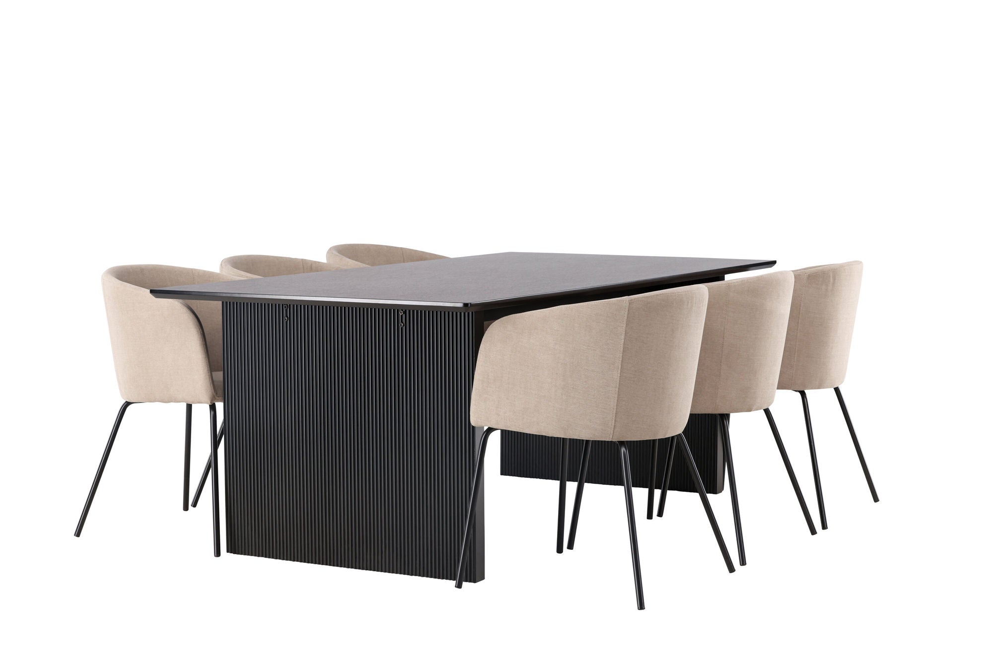 Venture Home Vail spisebord - Black / Smoked Black MDF +Berit stol - Black / Beige Fabric (Polyester linen ) _6
