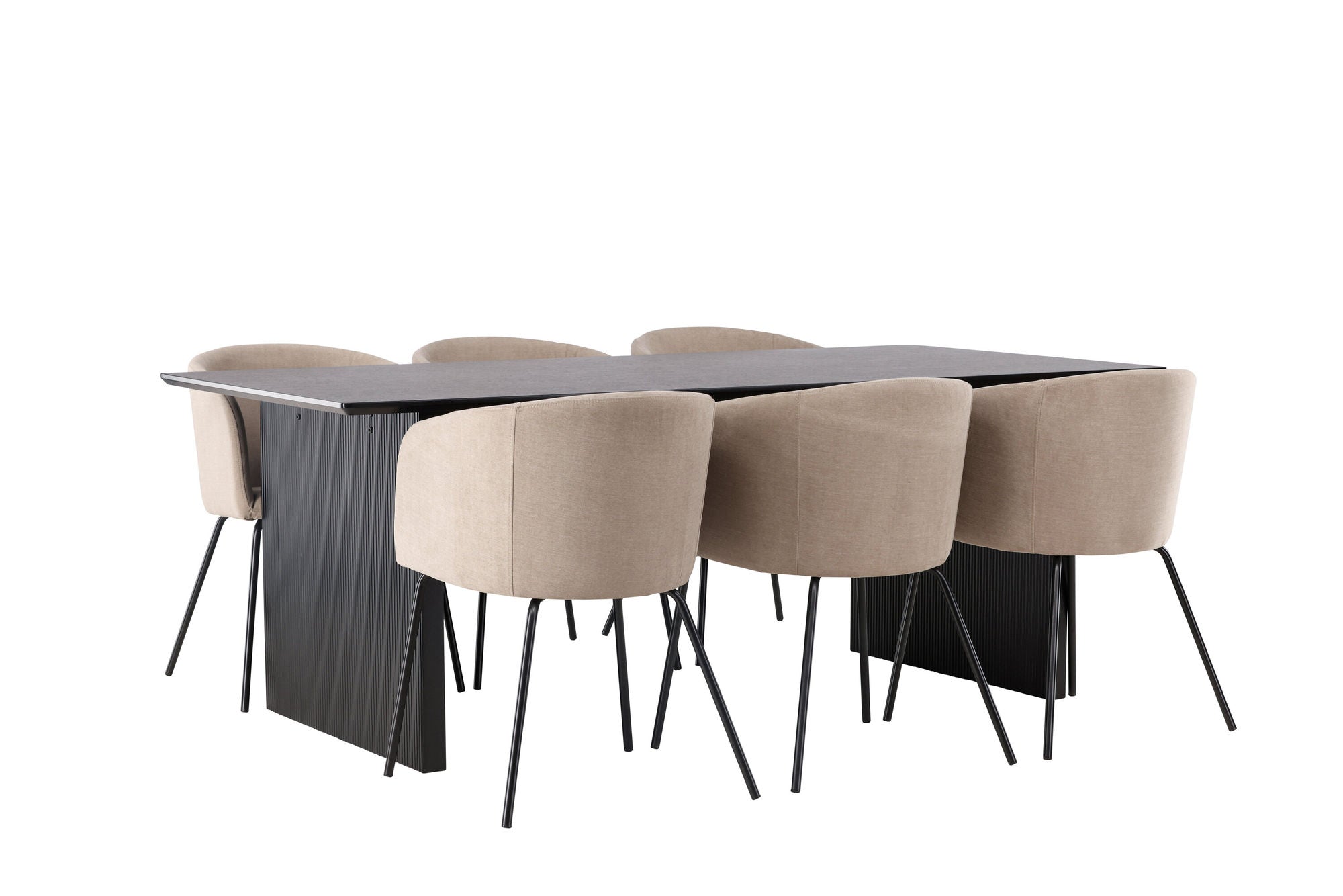 Venture Home Vail spisebord - Black / Smoked Black MDF +Berit stol - Black / Beige Fabric (Polyester linen ) _6
