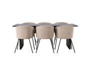 Venture Home Vail spisebord - Black / Smoked Black MDF +Berit stol - Black / Beige Fabric (Polyester linen ) _6