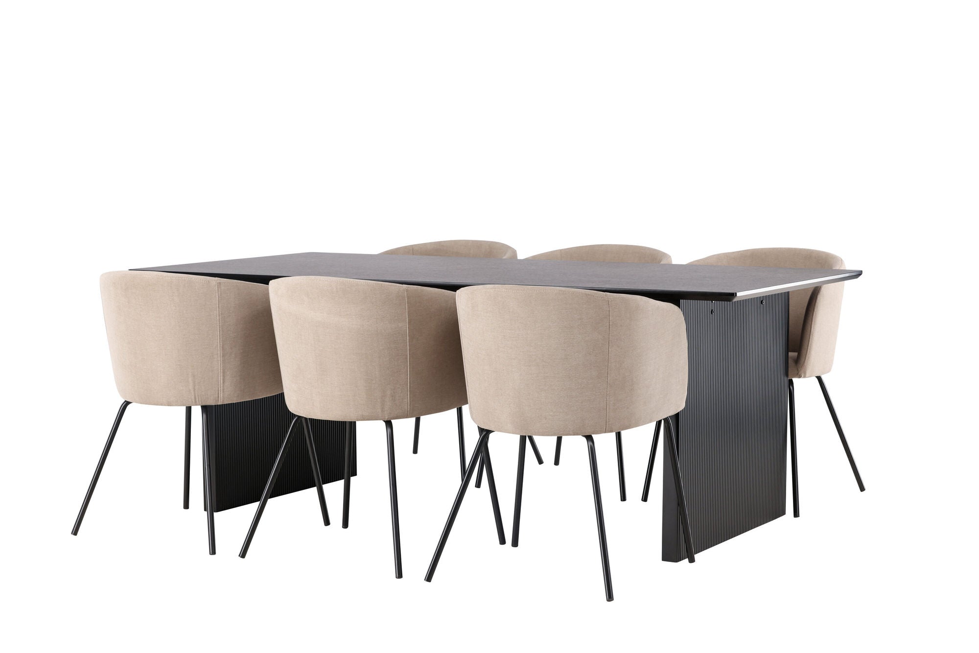 Venture Home Vail spisebord - Black / Smoked Black MDF +Berit stol - Black / Beige Fabric (Polyester linen ) _6