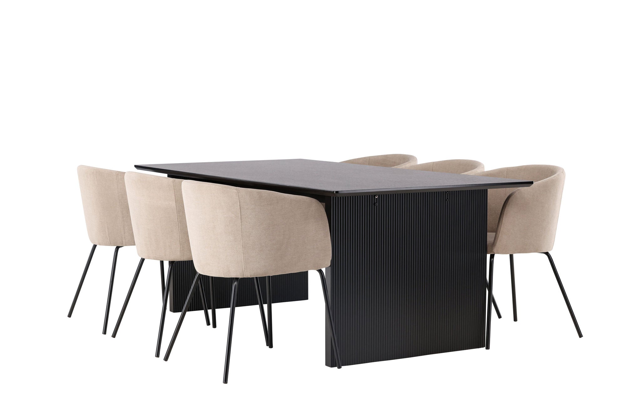 Venture Home Vail spisebord - Black / Smoked Black MDF +Berit stol - Black / Beige Fabric (Polyester linen ) _6