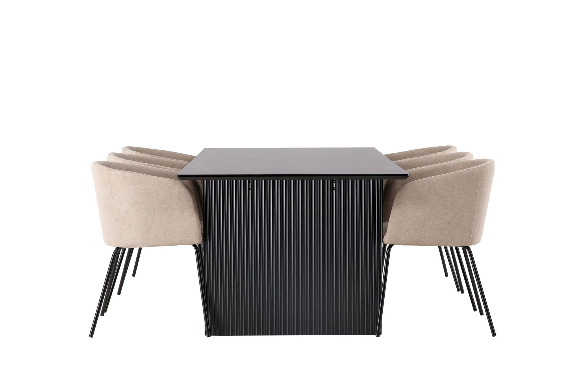 Venture Home Vail spisebord - Black / Smoked Black MDF +Berit stol - Black / Beige Fabric (Polyester linen ) _6