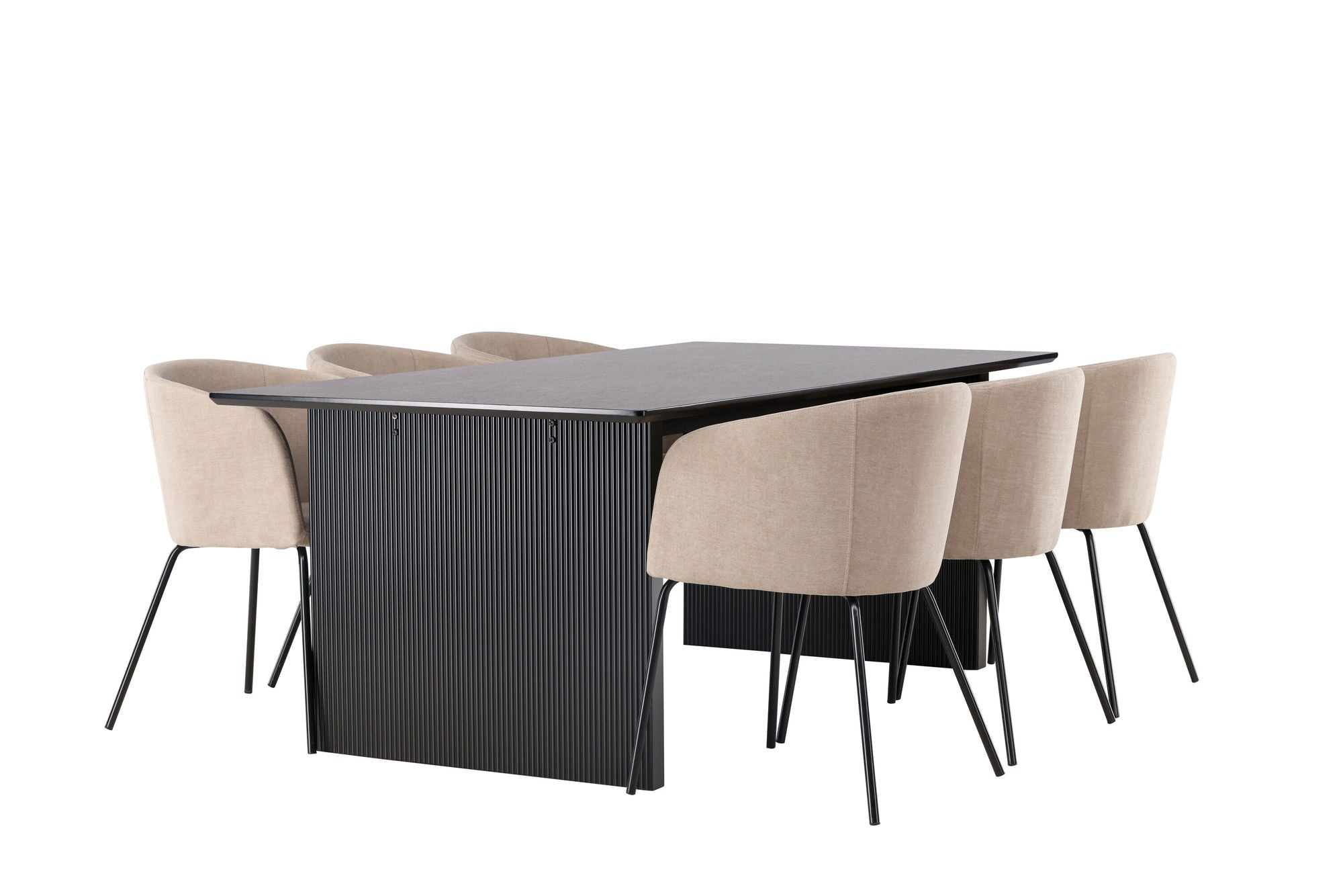 Venture Home Vail spisebord - Black / Smoked Black MDF +Berit stol - Black / Beige Fabric (Polyester linen ) _6