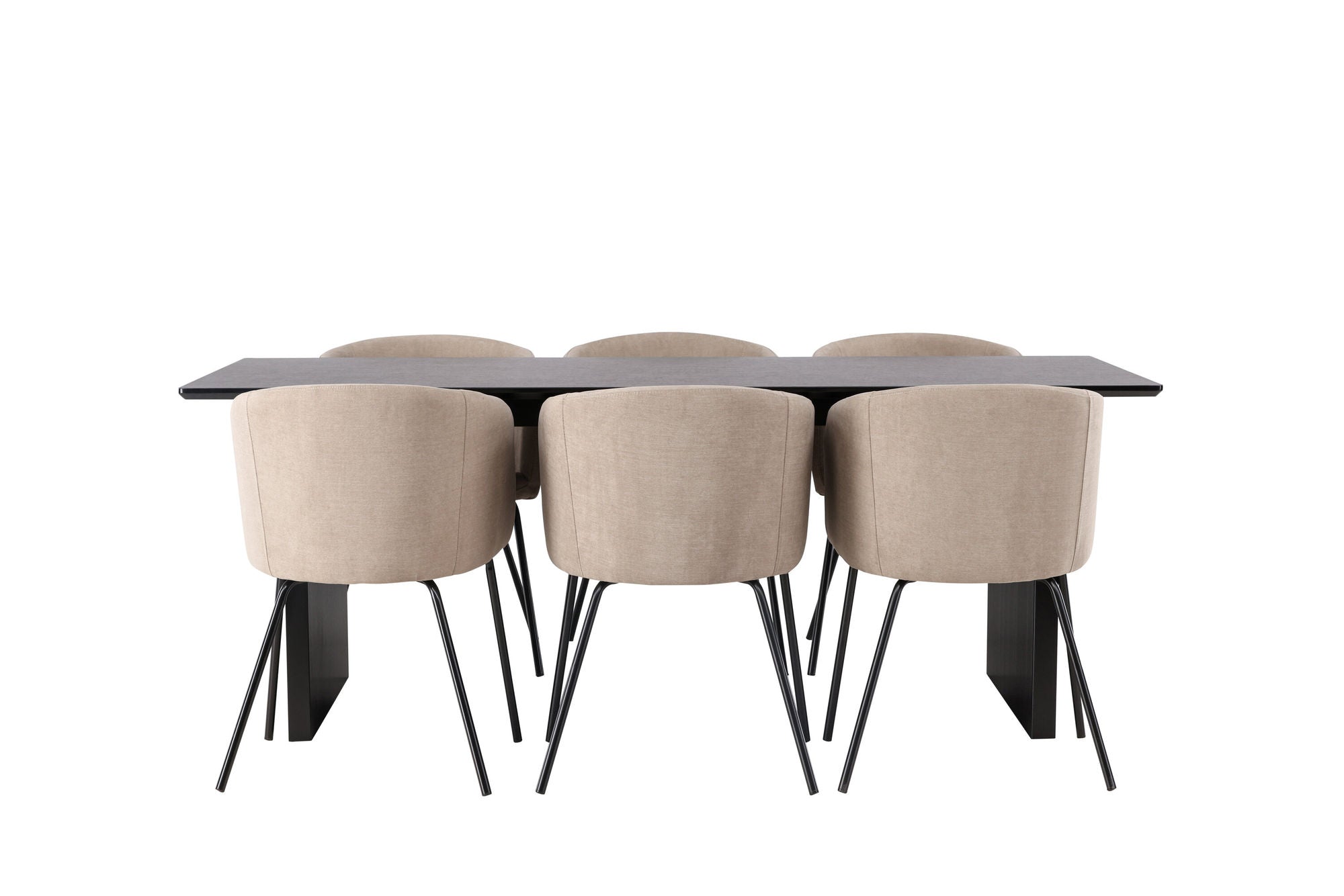 Venture Home Vail spisebord - Black / Smoked Black MDF +Berit stol - Black / Beige Fabric (Polyester linen ) _6