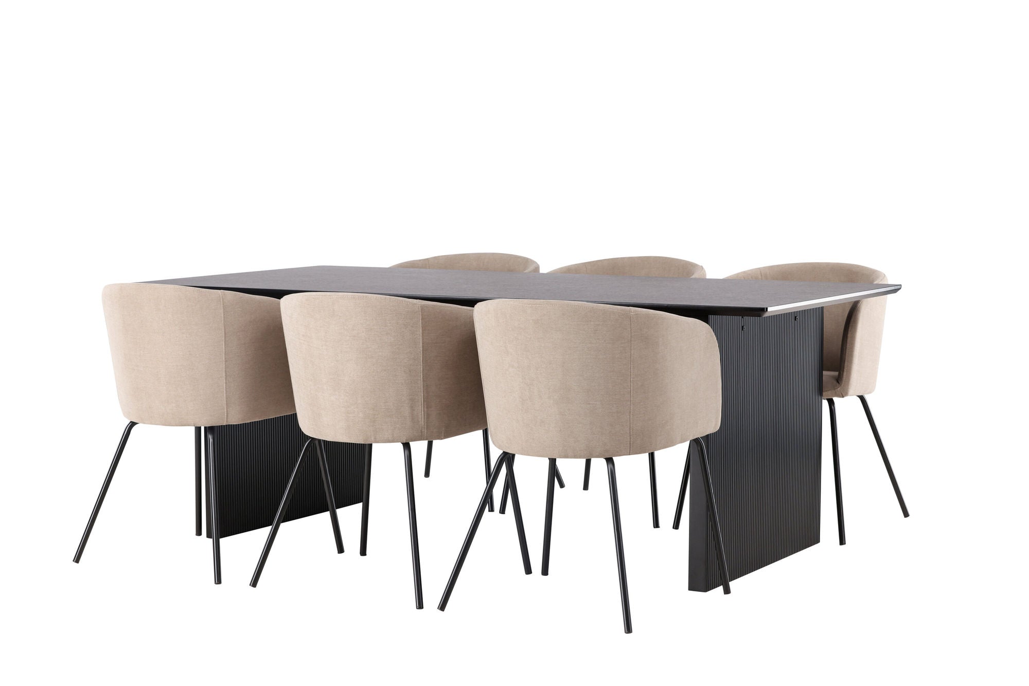 Venture Home Vail spisebord - Black / Smoked Black MDF +Berit stol - Black / Beige Fabric (Polyester linen ) _6