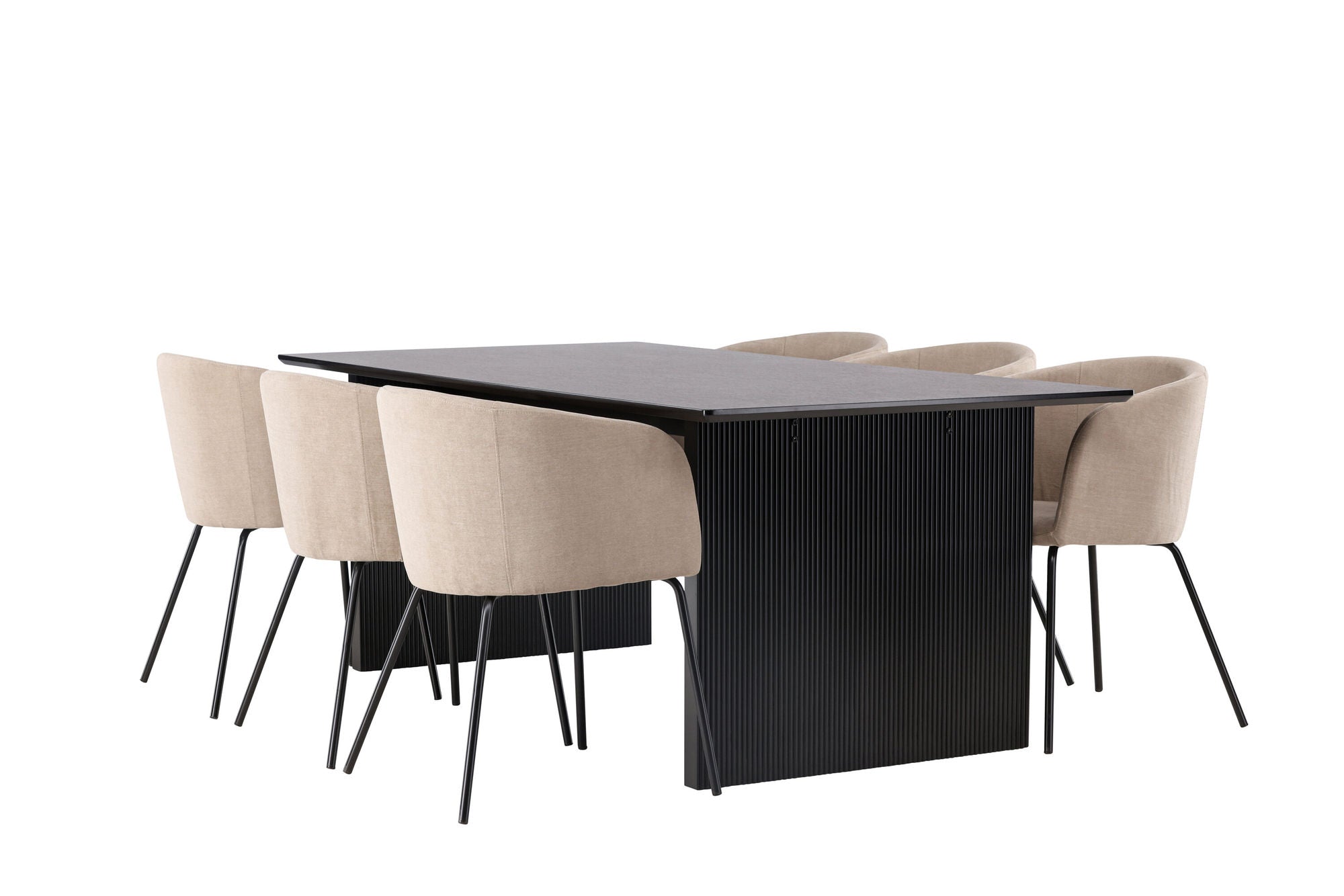Venture Home Vail spisebord - Black / Smoked Black MDF +Berit stol - Black / Beige Fabric (Polyester linen ) _6