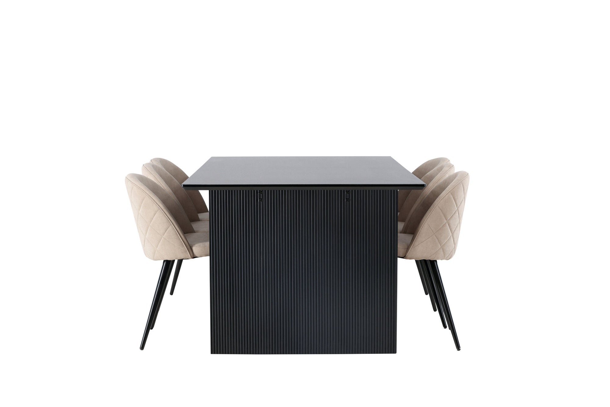 Venture Home Vail spisebord - Black / Smoked Black MDF +Velvet Stitches stol - Black / Beige Fabric (Polyester linen ) _6