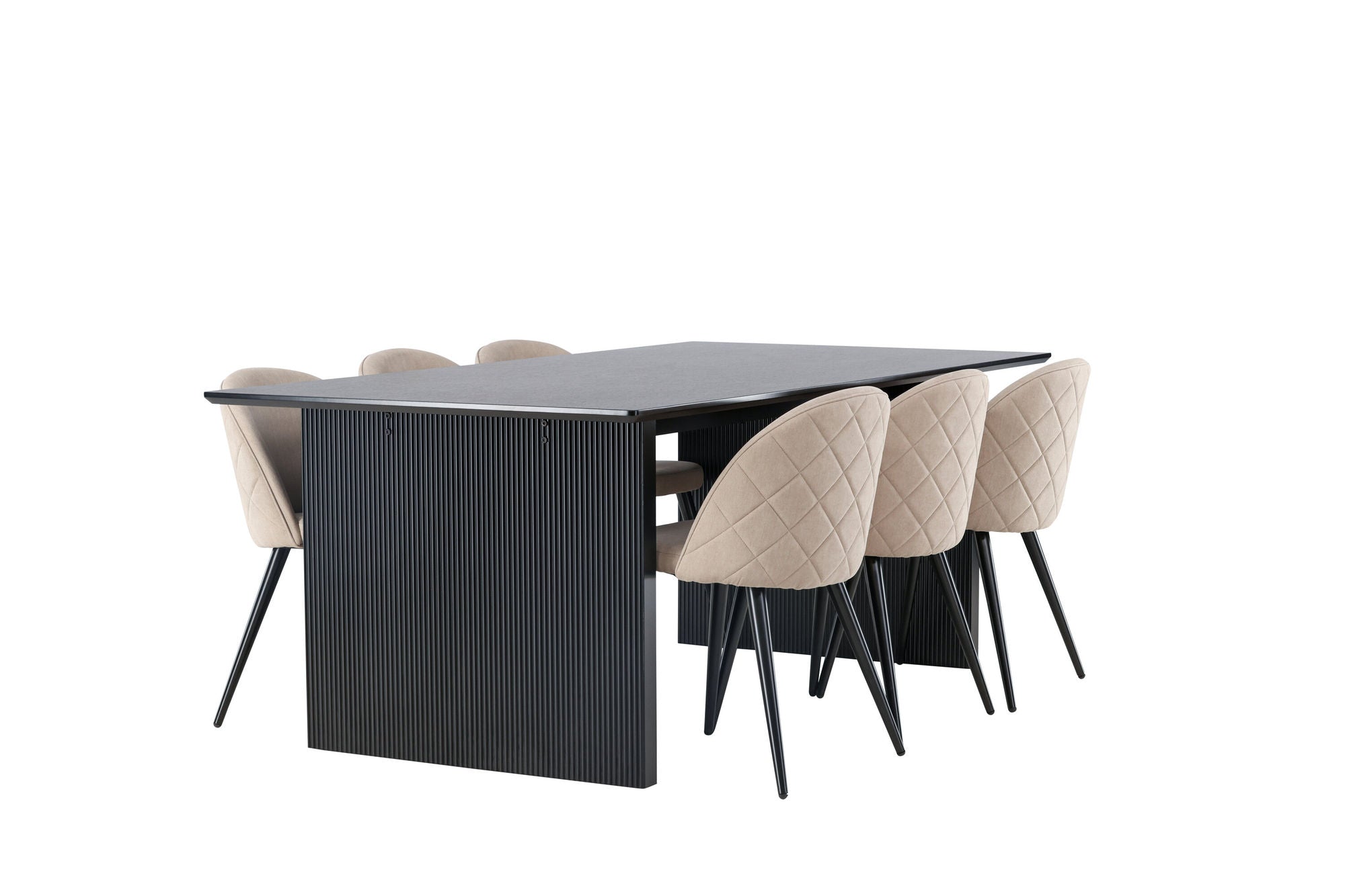 Venture Home Vail spisebord - Black / Smoked Black MDF +Velvet Stitches stol - Black / Beige Fabric (Polyester linen ) _6