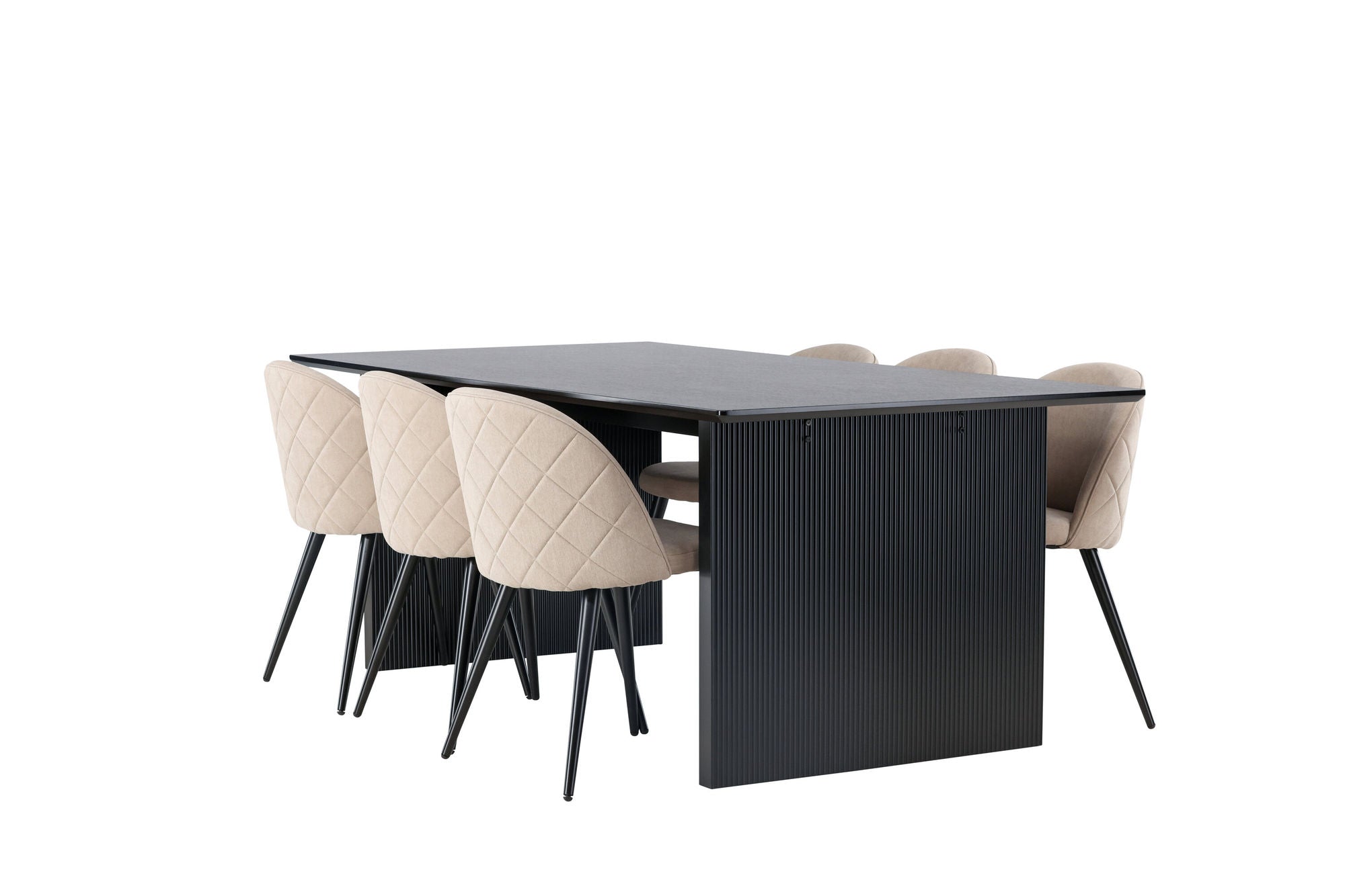 Venture Home Vail spisebord - Black / Smoked Black MDF +Velvet Stitches stol - Black / Beige Fabric (Polyester linen ) _6