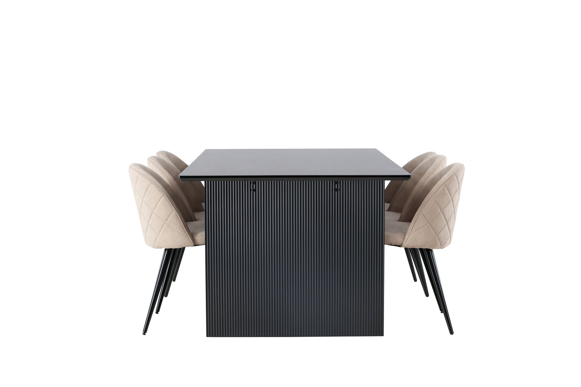 Venture Home Vail spisebord - Black / Smoked Black MDF +Velvet Stitches stol - Black / Beige Fabric (Polyester linen ) _6