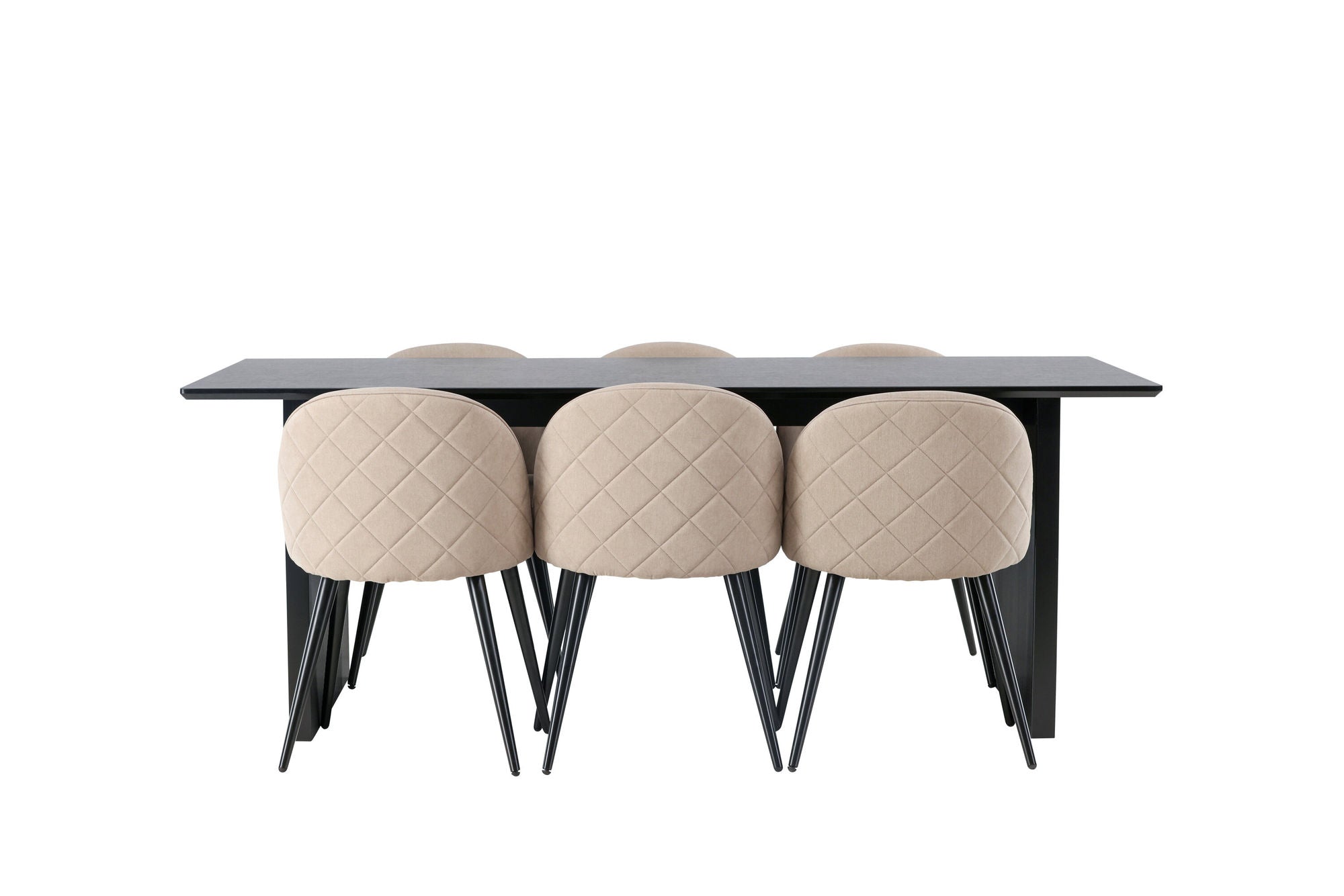 Venture Home Vail spisebord - Black / Smoked Black MDF +Velvet Stitches stol - Black / Beige Fabric (Polyester linen ) _6