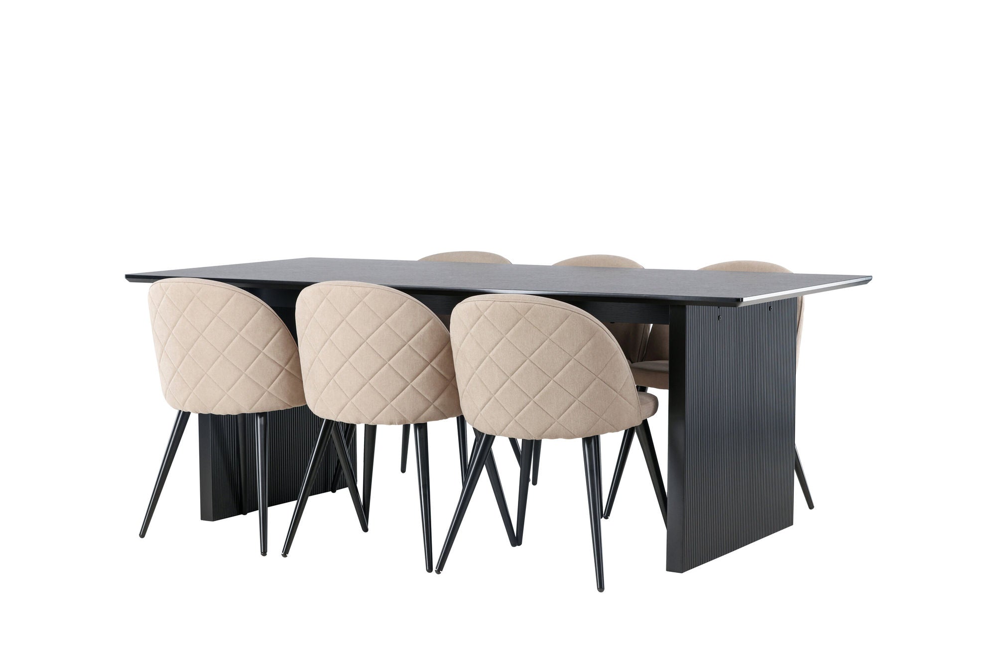 Venture Home Vail spisebord - Black / Smoked Black MDF +Velvet Stitches stol - Black / Beige Fabric (Polyester linen ) _6