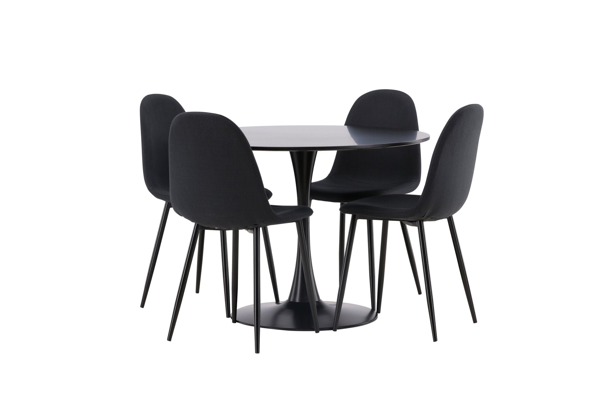 Venture Home Glade spisebord - Black / Black MDF +Polar Spisebordsstol - Black Legs - Black Fabric _4