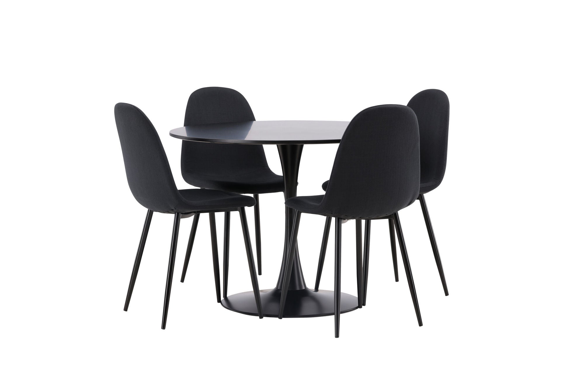 Venture Home Glade spisebord - Black / Black MDF +Polar Spisebordsstol - Black Legs - Black Fabric _4