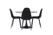 Venture Home Glade spisebord - Black / Black MDF +Polar Spisebordsstol - Black Legs - Black Fabric _4