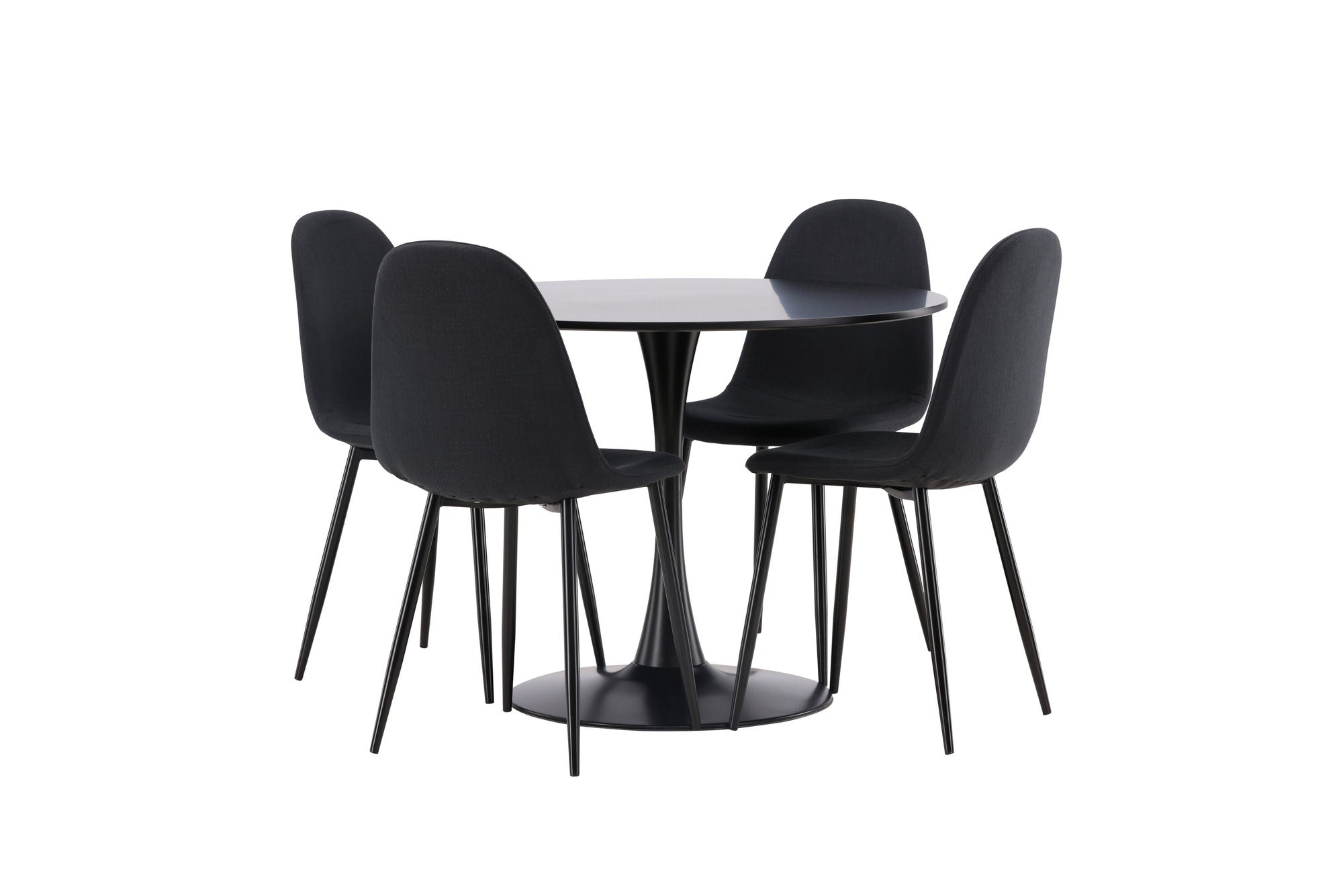 Venture Home Glade spisebord - Black / Black MDF +Polar Spisebordsstol - Black Legs - Black Fabric _4