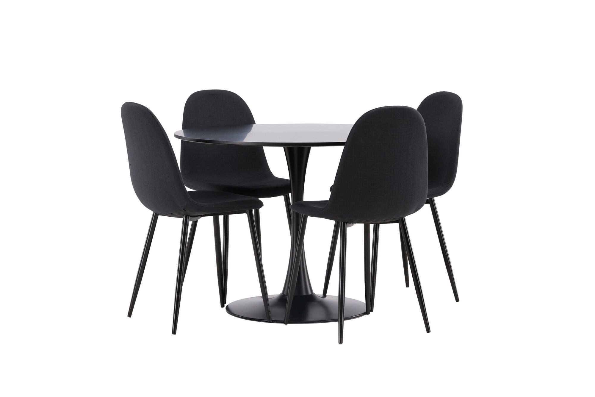 Venture Home Glade spisebord - Black / Black MDF +Polar Spisebordsstol - Black Legs - Black Fabric _4