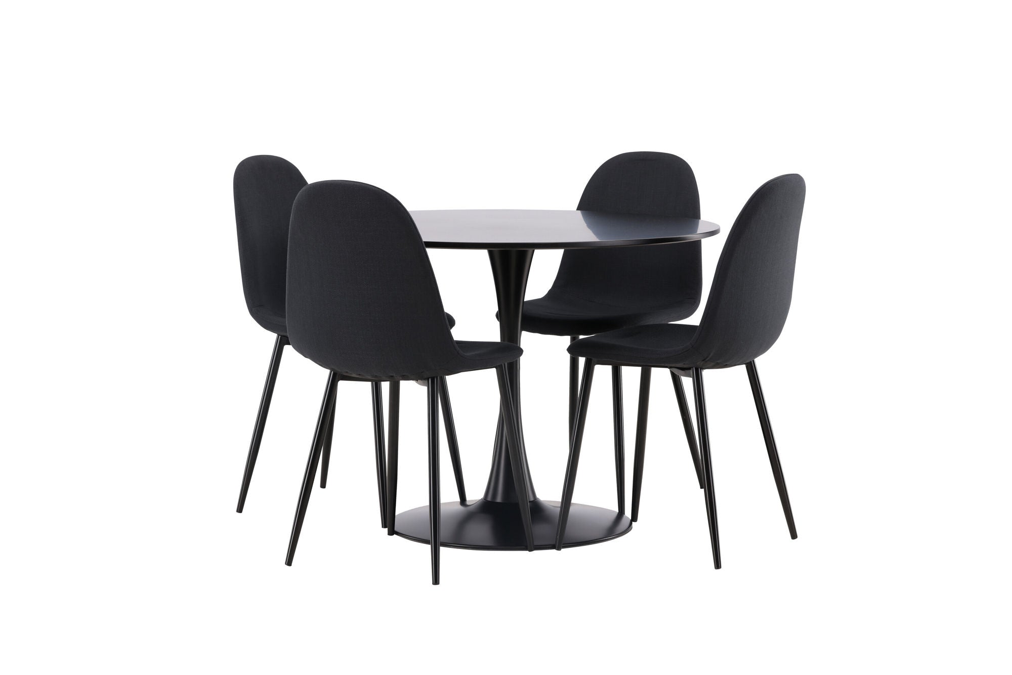 Venture Home Glade spisebord - Black / Black MDF +Polar Spisebordsstol - Black Legs - Black Fabric _4
