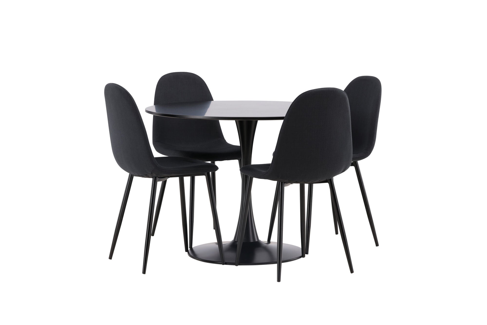 Venture Home Glade spisebord - Black / Black MDF +Polar Spisebordsstol - Black Legs - Black Fabric _4