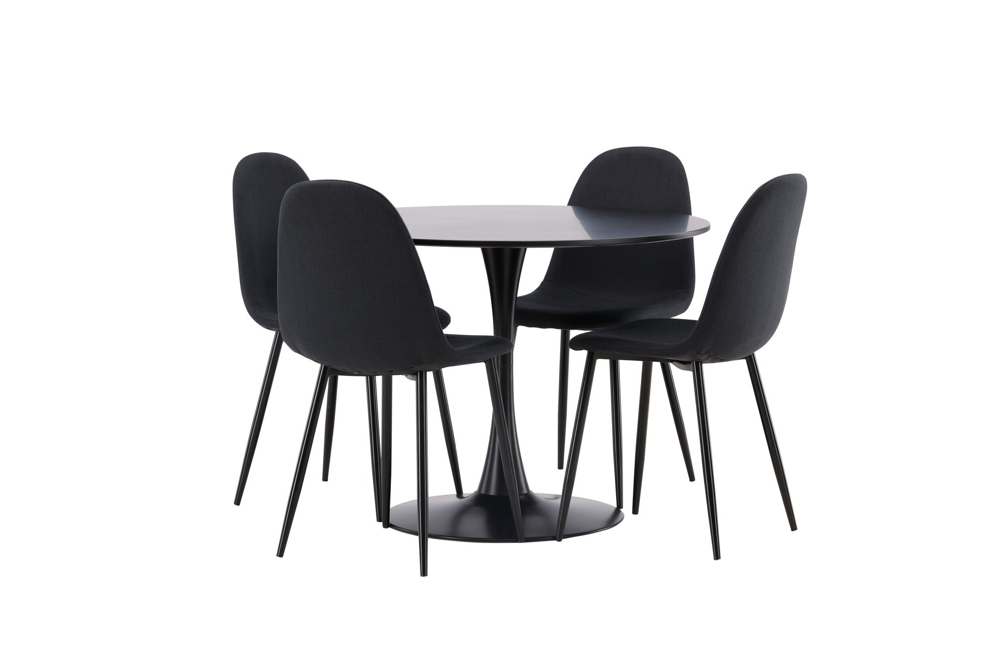 Venture Home Glade spisebord - Black / Black MDF +Polar Spisebordsstol - Black Legs - Black Fabric _4