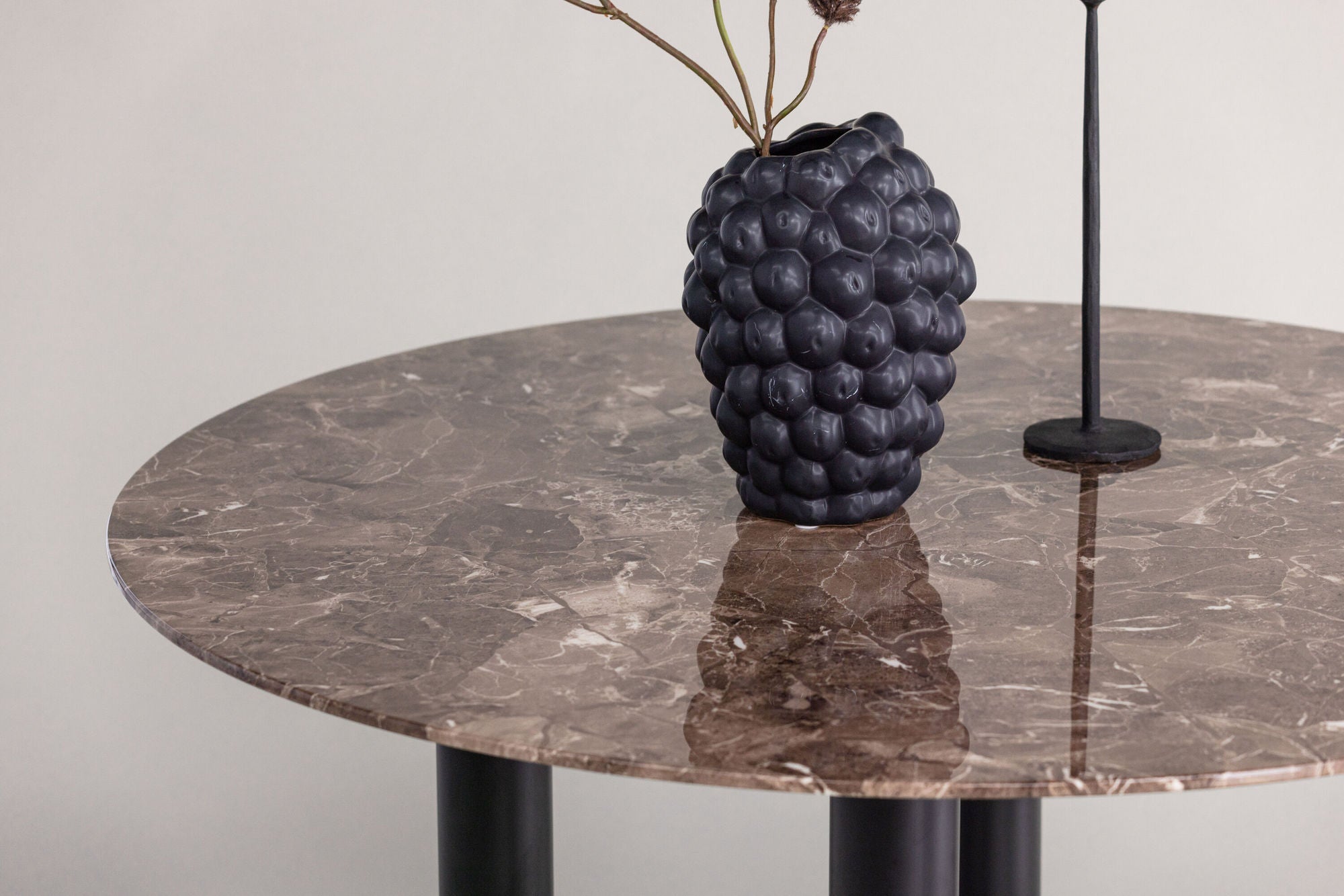 Vind Havsten spisebord - Mocca / Dark grey Marblelook