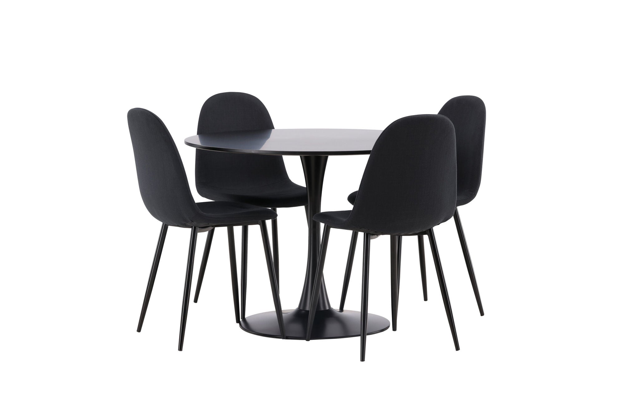 Venture Home Glade spisebord - Black / Black MDF +Polar Spisebordsstol - Black Legs - Black Fabric _4