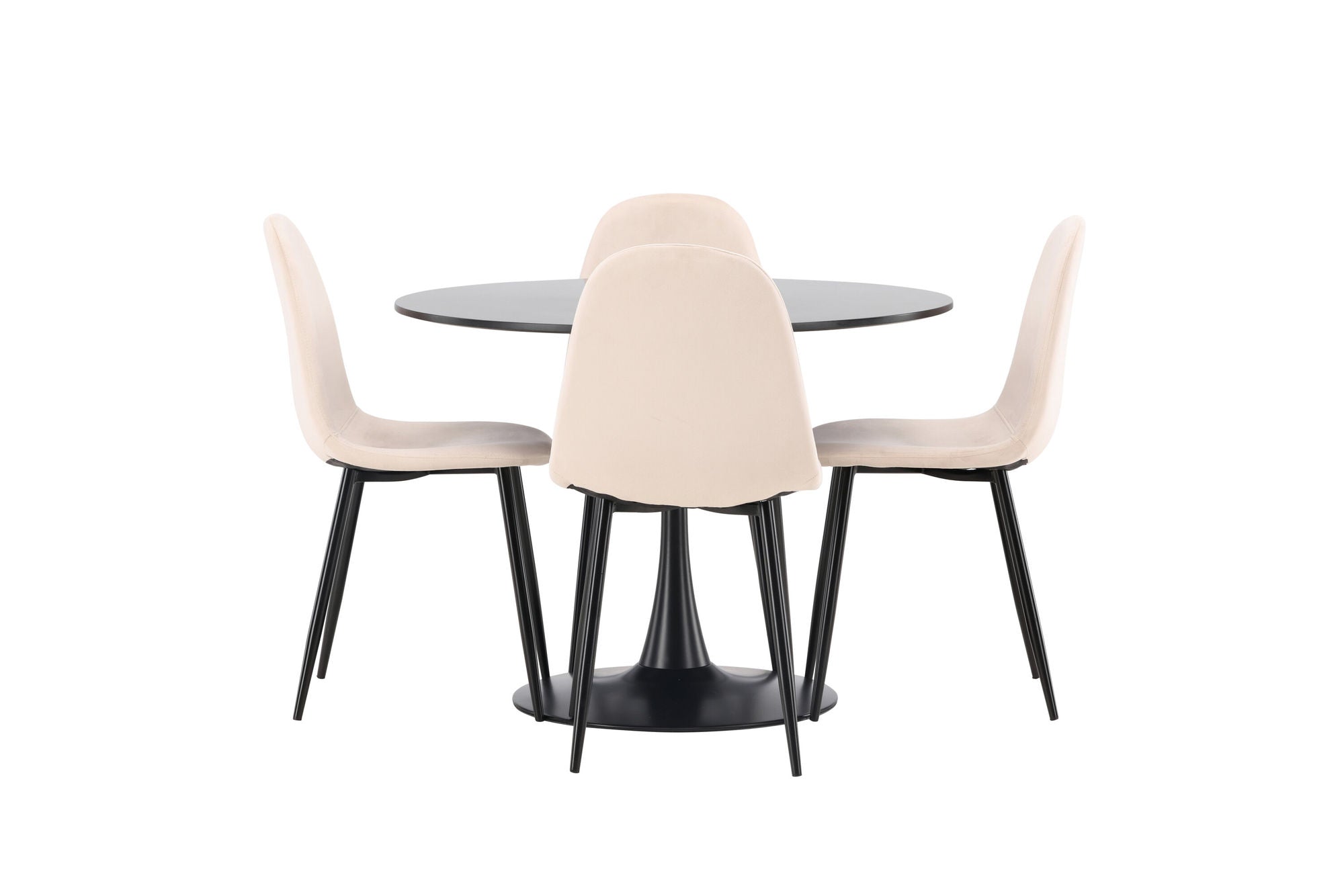 Venture Home Glade spisebord - Black / Black MDF +Polar Spisebordsstol - Black legs / Beige Velvet _4