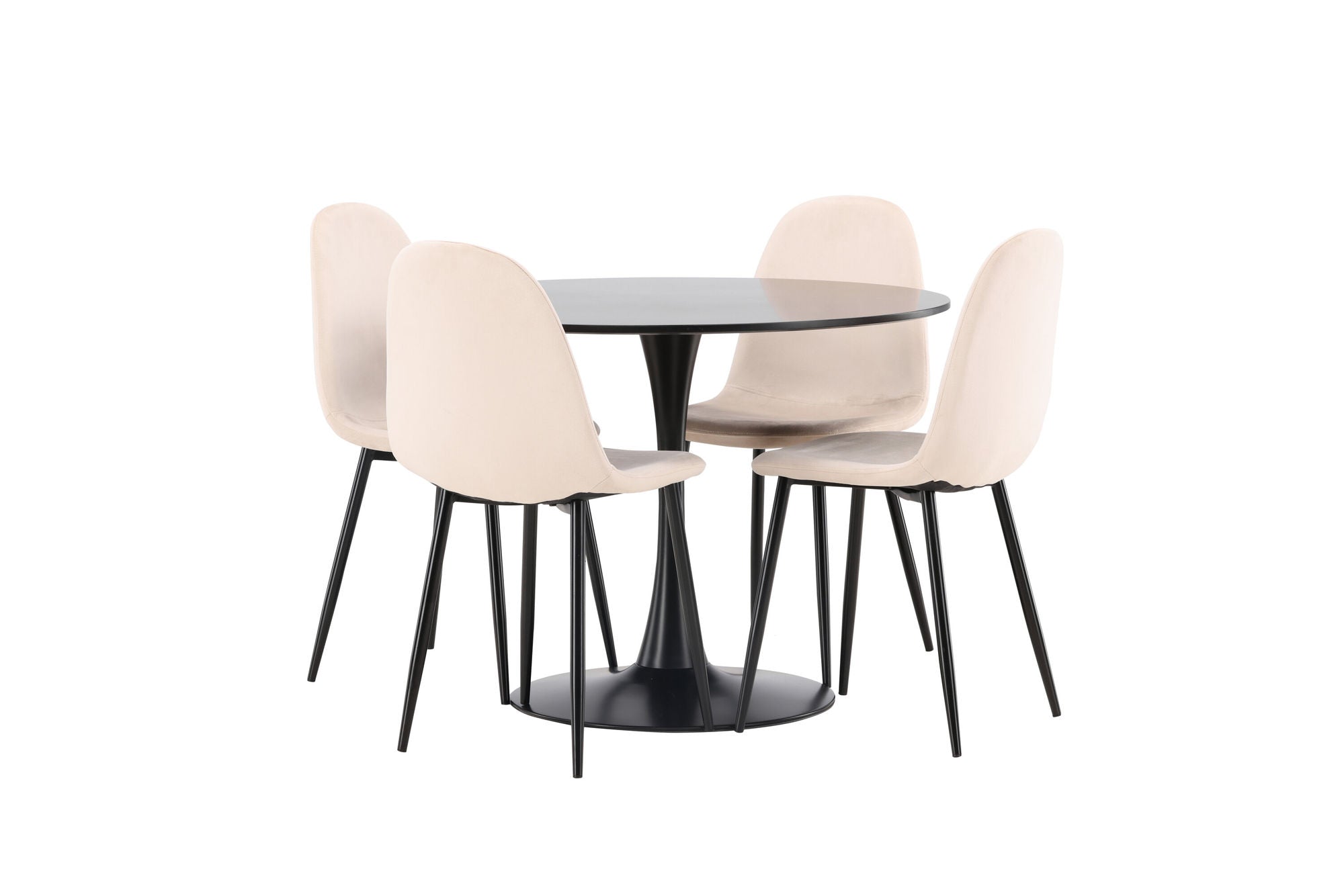 Venture Home Glade spisebord - Black / Black MDF +Polar Spisebordsstol - Black legs / Beige Velvet _4