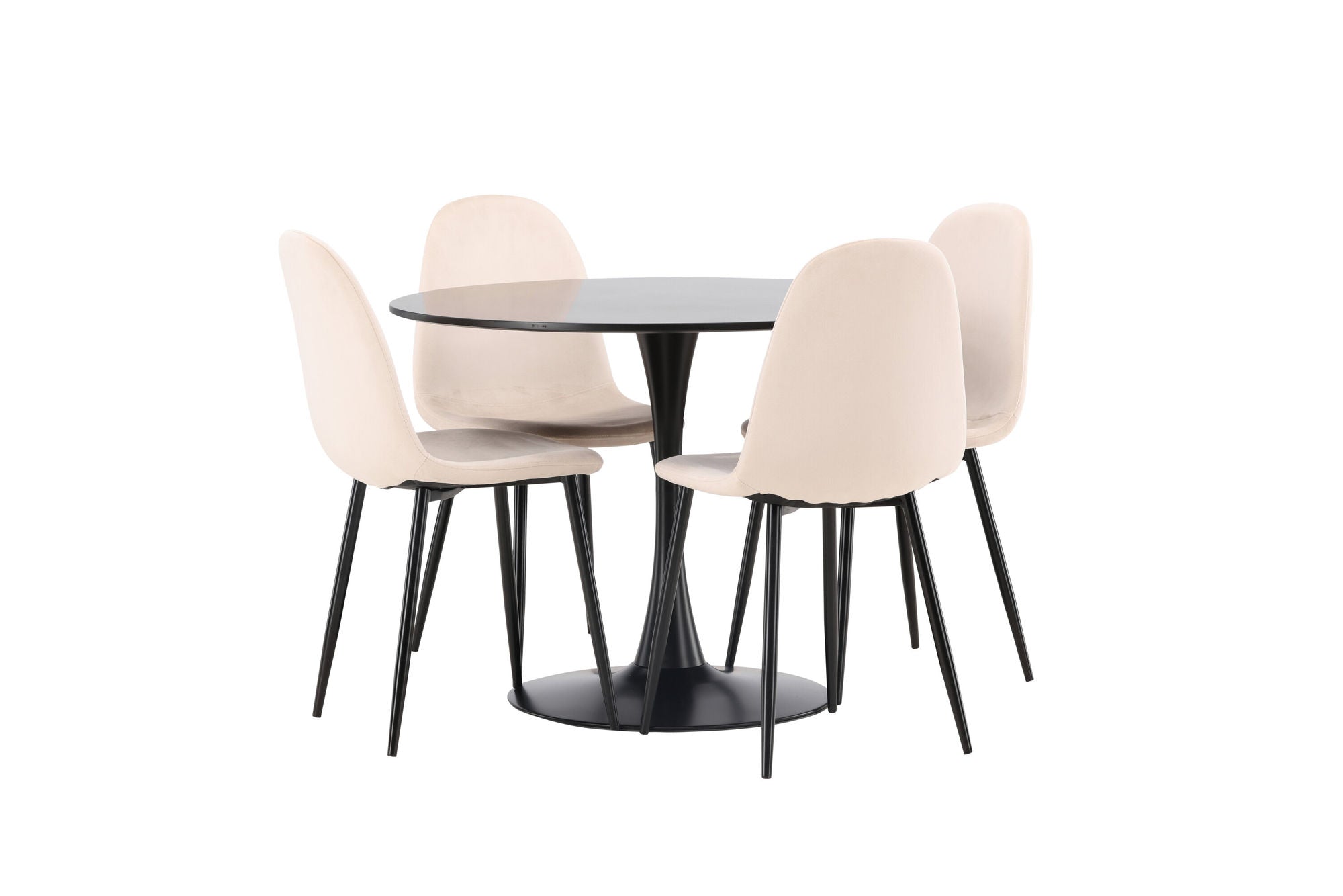 Venture Home Glade spisebord - Black / Black MDF +Polar Spisebordsstol - Black legs / Beige Velvet _4